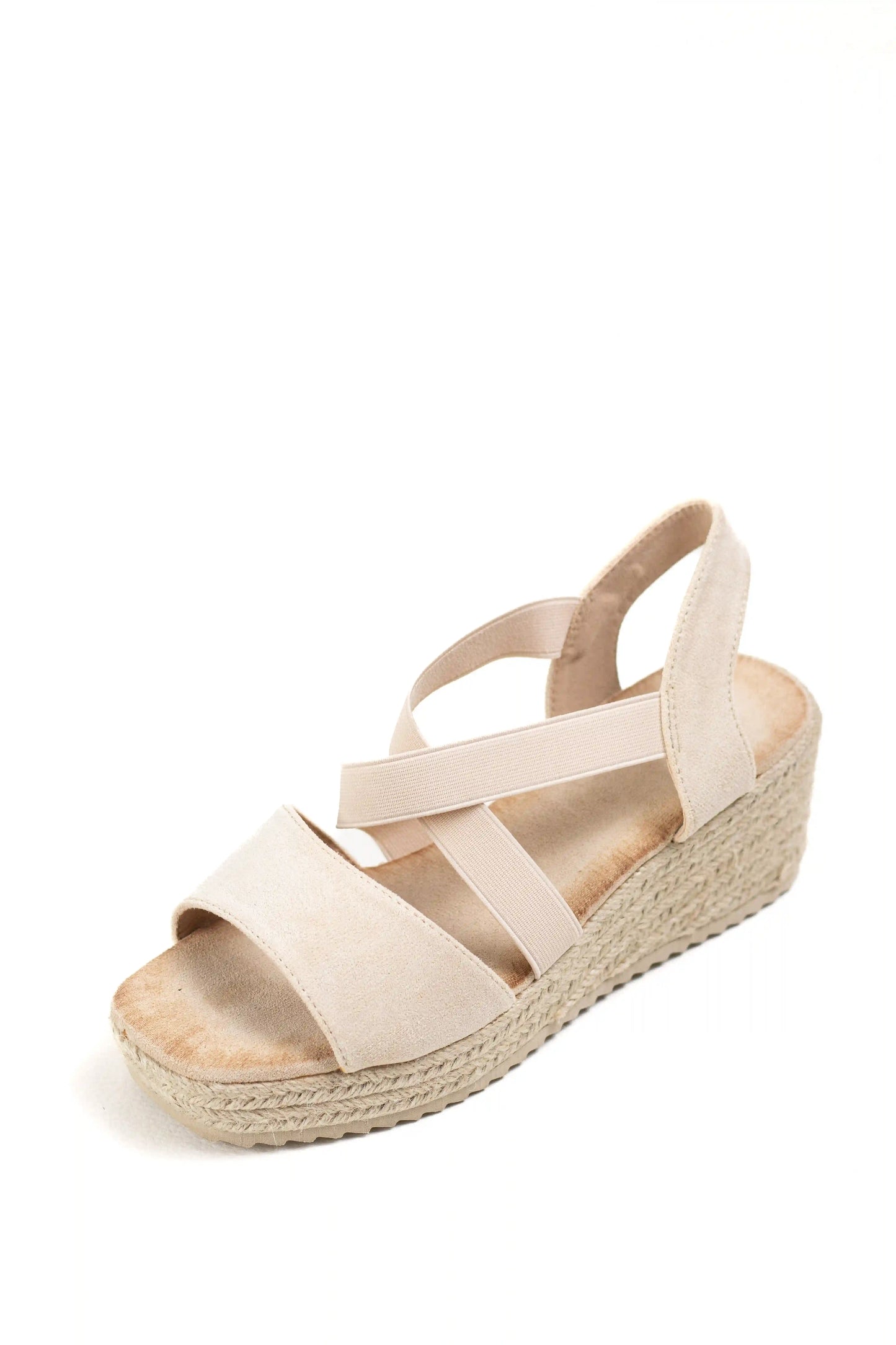sandalias de cuna con tiras elasticas y plataforma de yute color Taupe talla 38