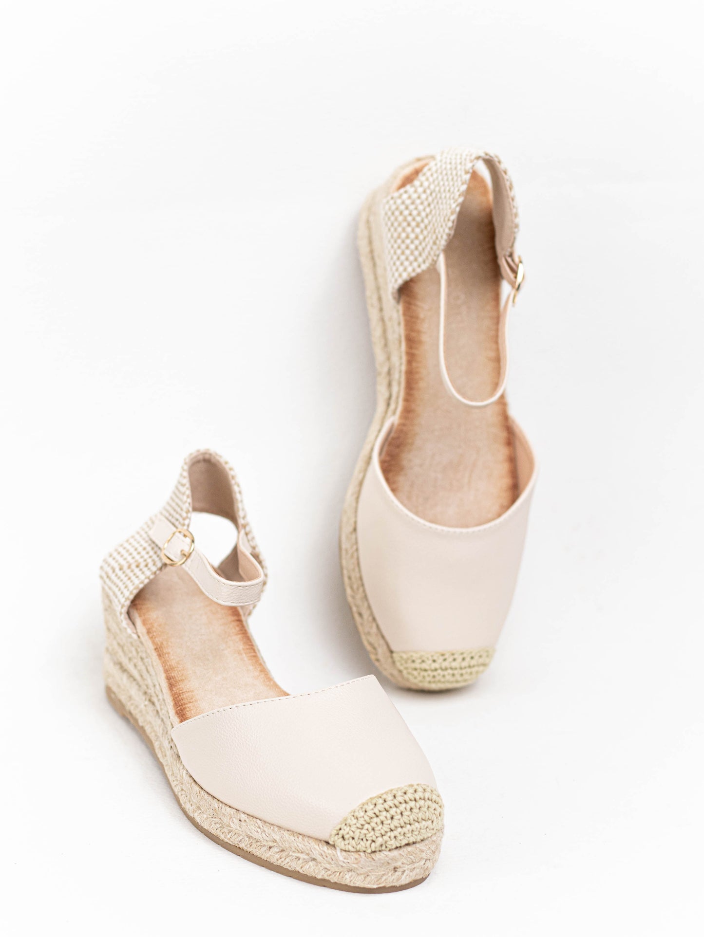 alpargatas piel vegana con cunas espartos Beige 40