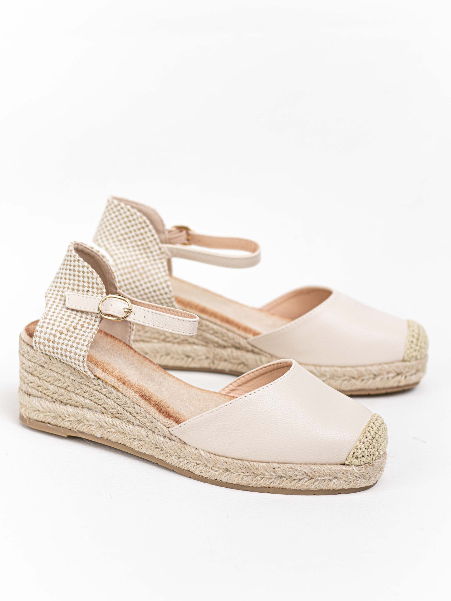 alpargatas piel vegana con cunas espartos Beige 41