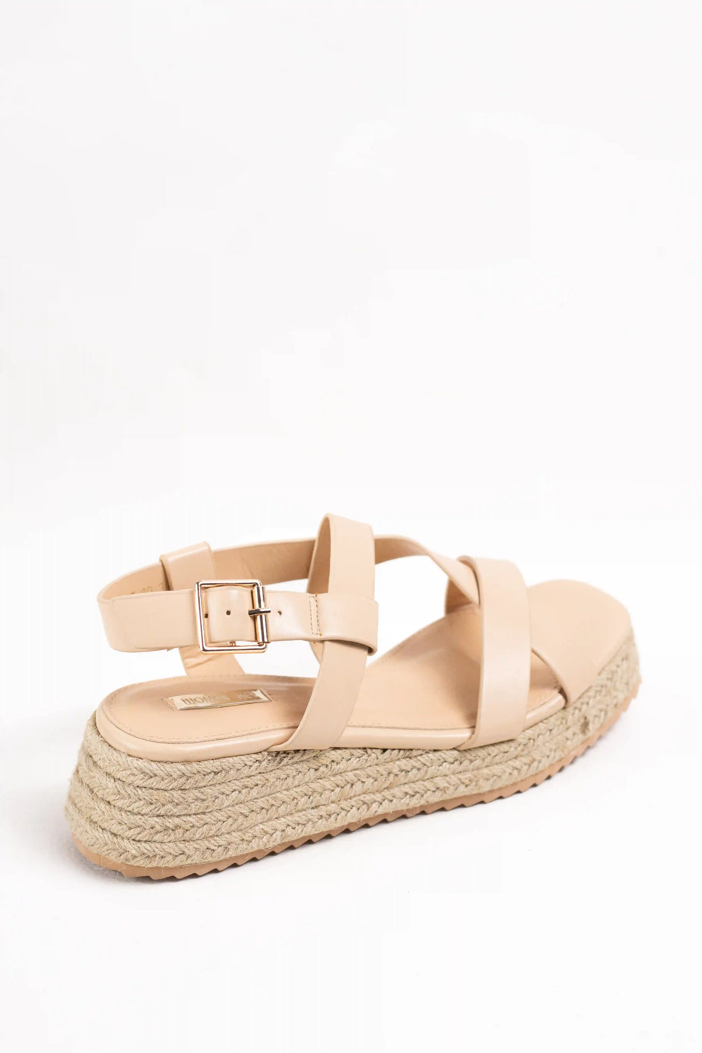 sandalias de plataforma de esparto con tiras cruzadas y cierre de hebilla Beige 41