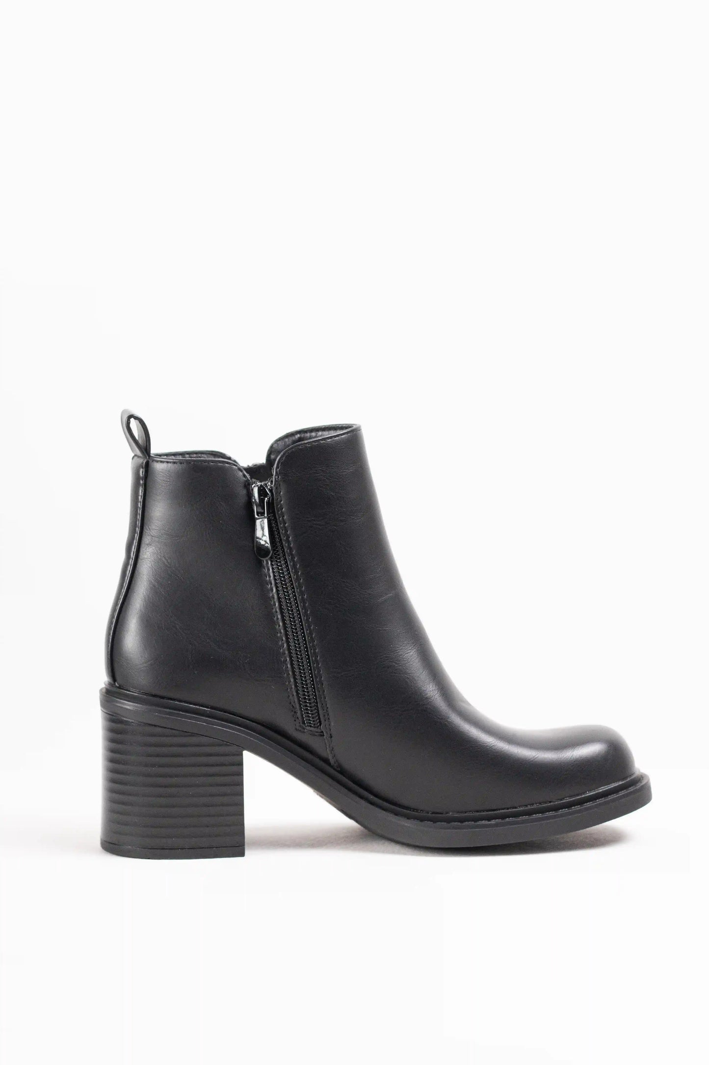 botines de tacon de bloque con cremallera y remaches metalicos Negro 40