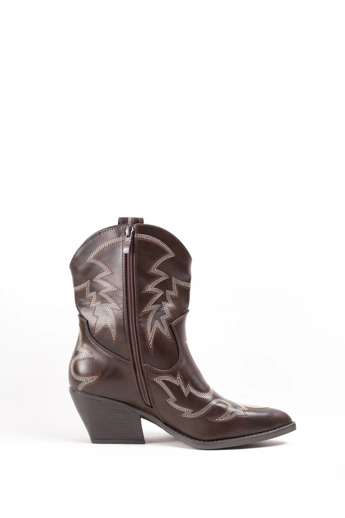 botines cowboy marron con bordados en contraste y tacon alto marron-2 41