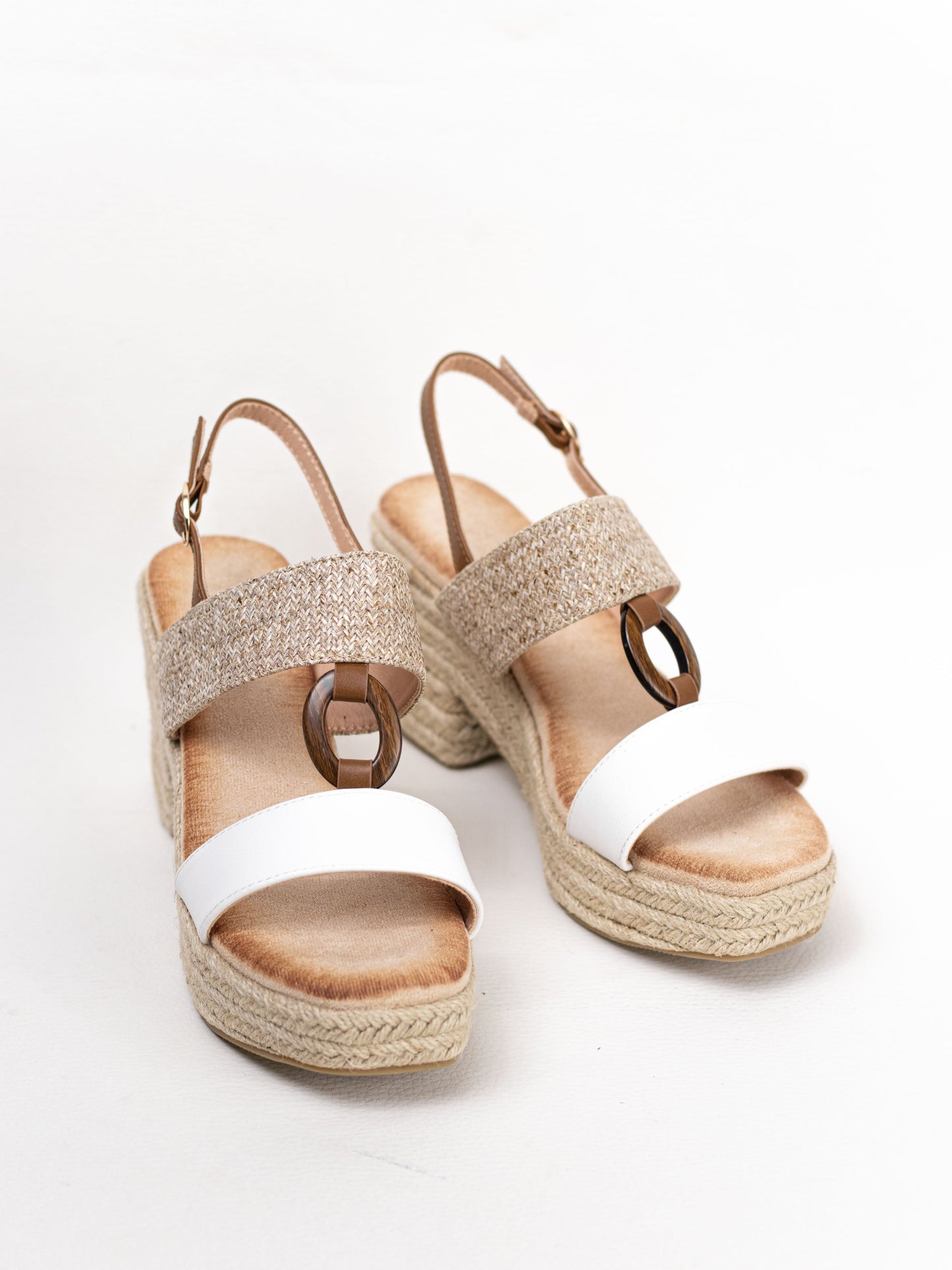 sandalias tacon alto con plataforma de espartos con plantilla gel Blanco 39