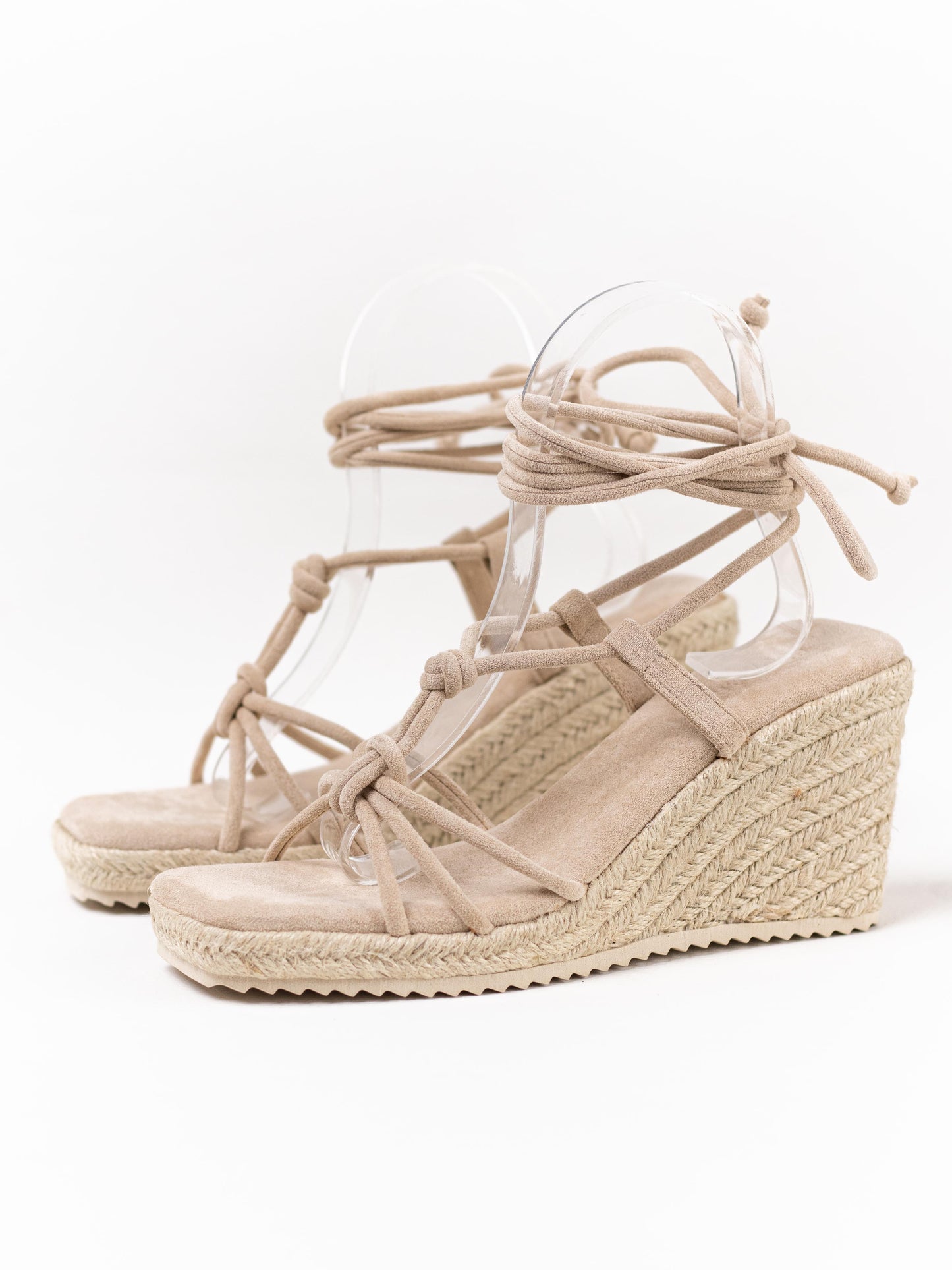 sandaliasestilo alpargatas con cuna y tiras anudadas al tobillo BEIGE 36