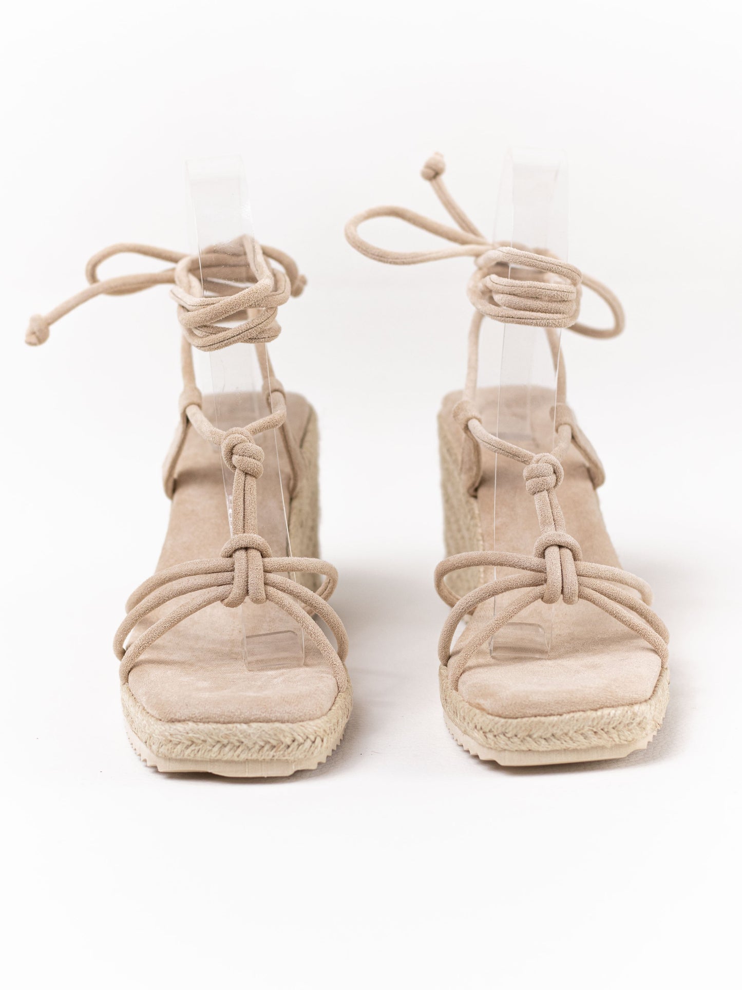 sandaliasestilo alpargatas con cuna y tiras anudadas al tobillo BEIGE 38