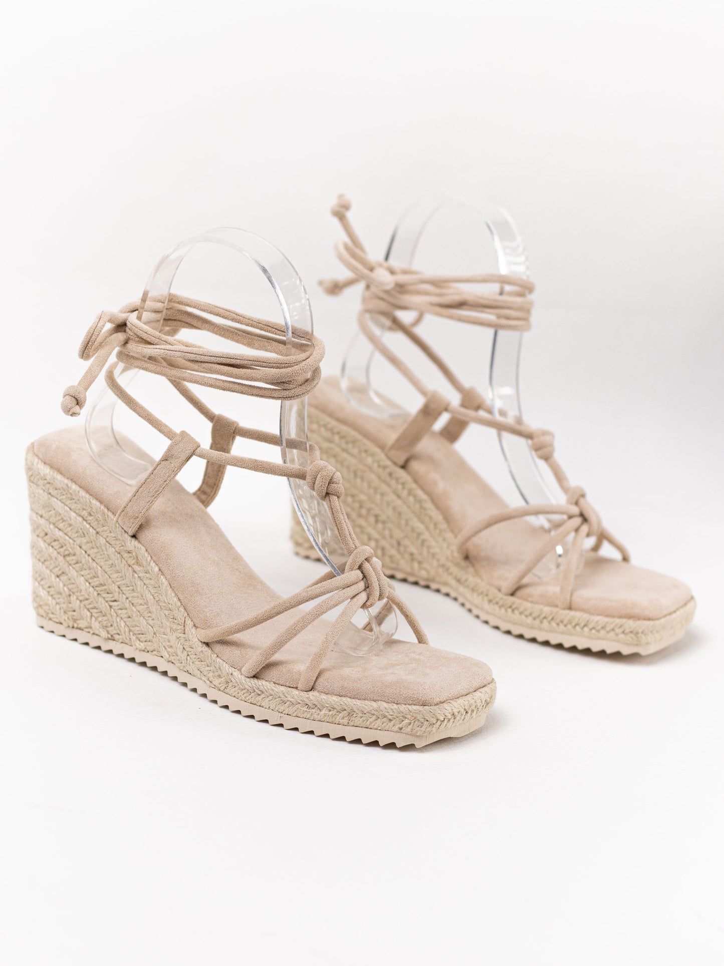 sandaliasestilo alpargatas con cuna y tiras anudadas al tobillo BEIGE 40