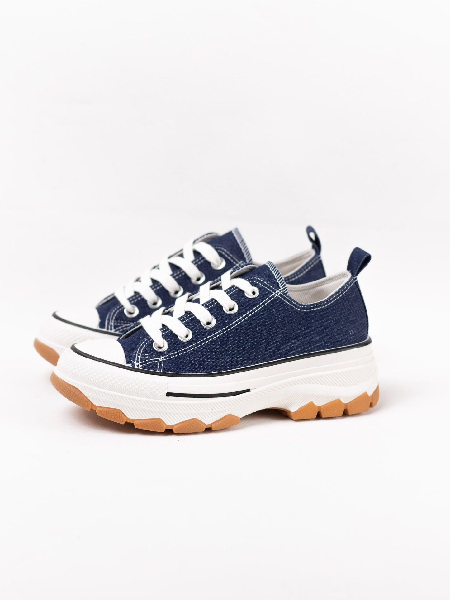 zapatillas lona de plataforma suela track con cordones Azul marino 36