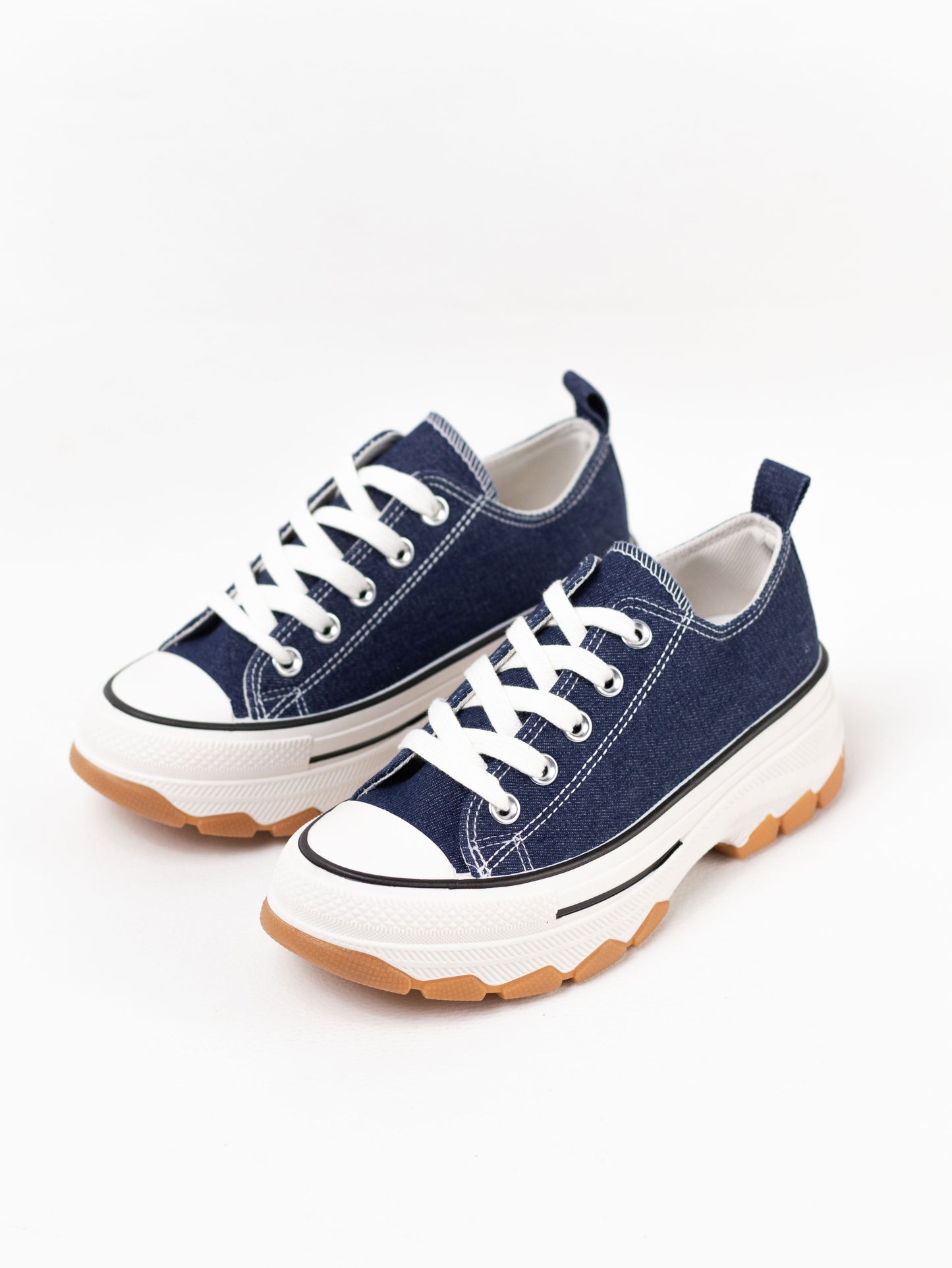 zapatillas lona de plataforma suela track con cordones Azul marino 39