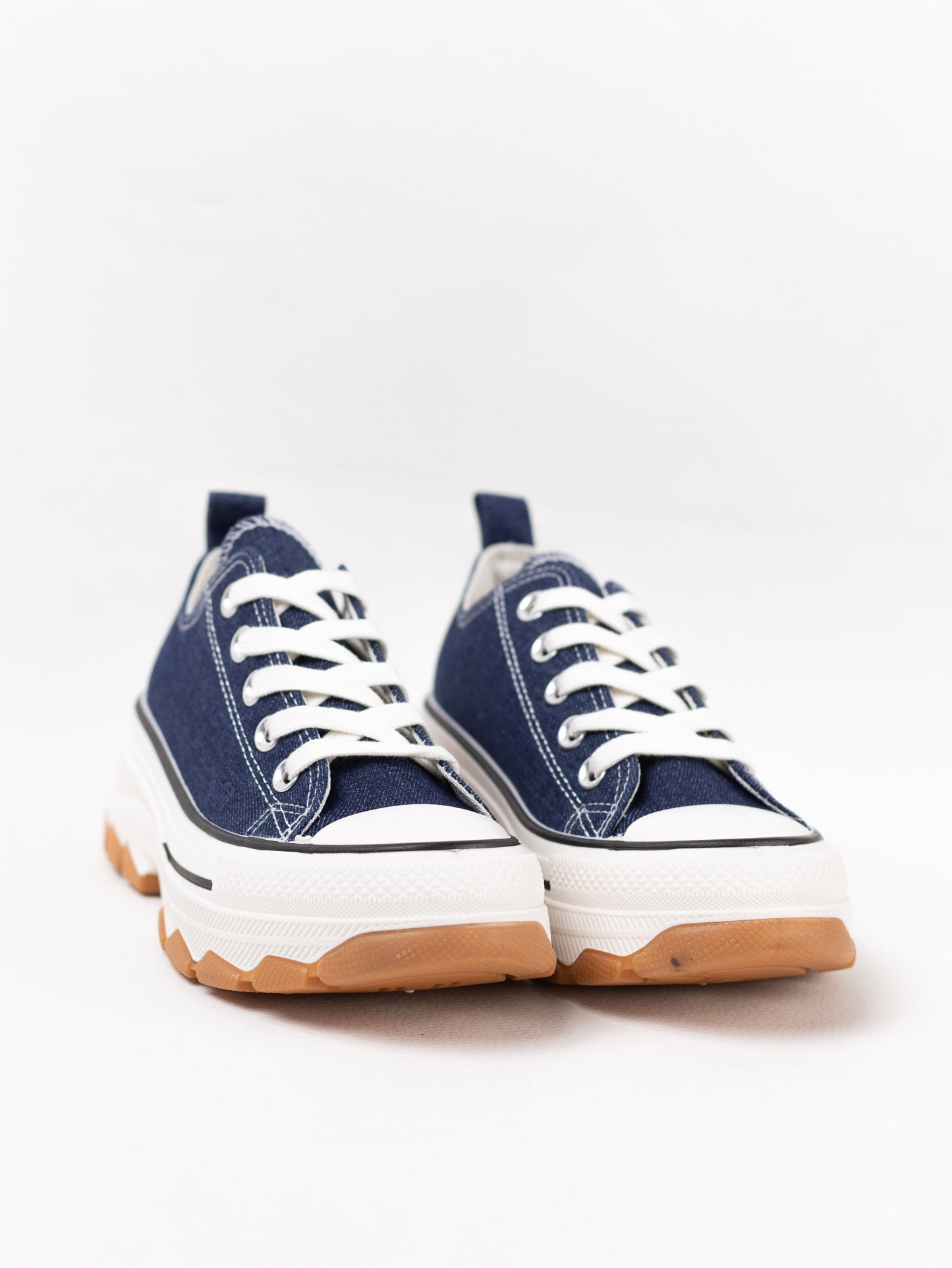 zapatillas lona de plataforma suela track con cordones Azul marino 37