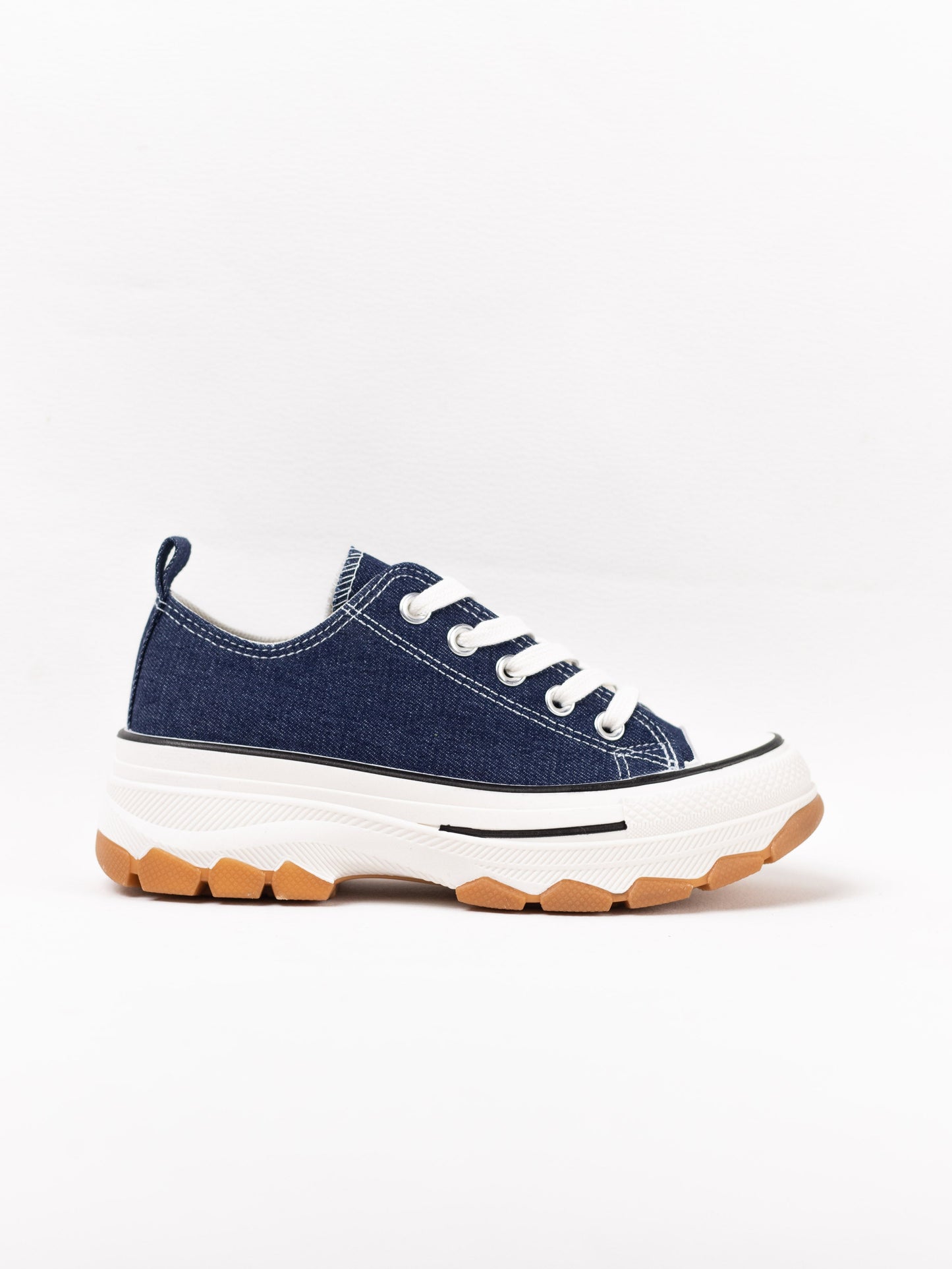 zapatillas lona de plataforma suela track con cordones Azul marino 41