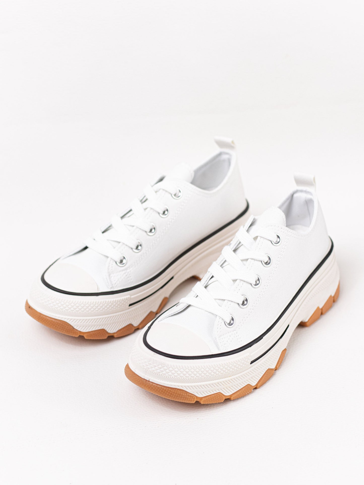 zapatillas lona de plataforma suela track con cordones Blanco 39