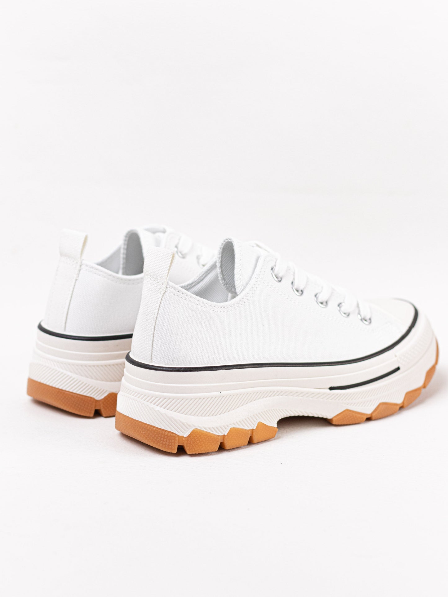 zapatillas lona de plataforma suela track con cordones Blanco 38