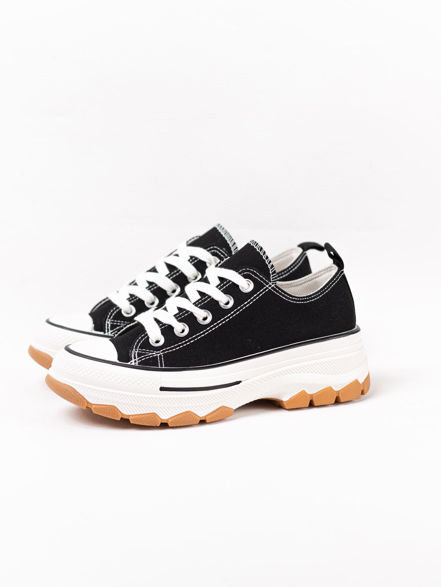 zapatillas lona de plataforma suela track con cordones Negro 36