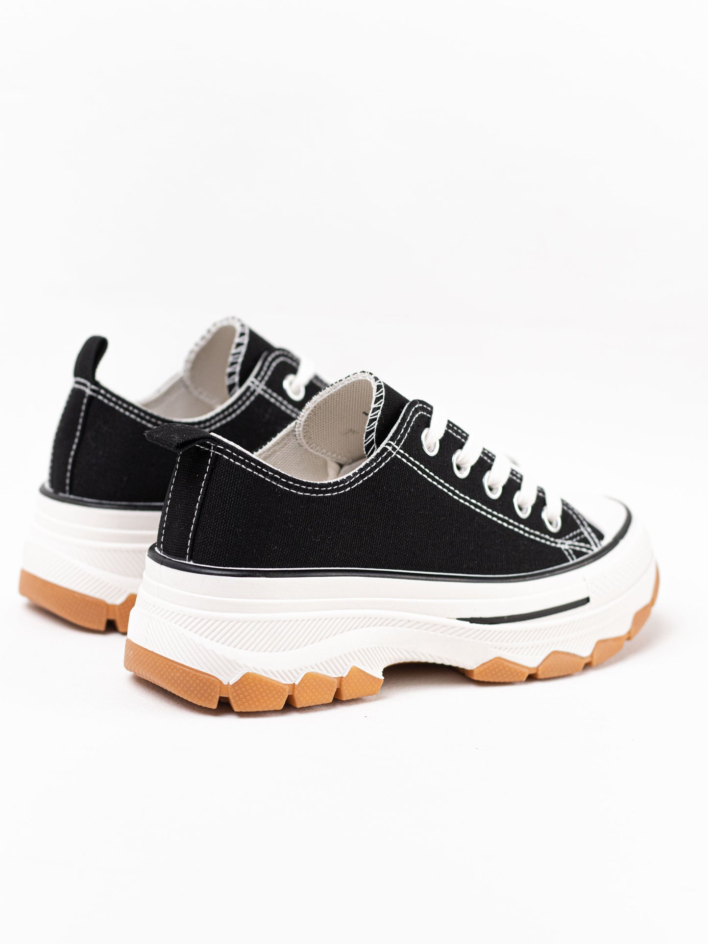 zapatillas lona de plataforma suela track con cordones Negro 38