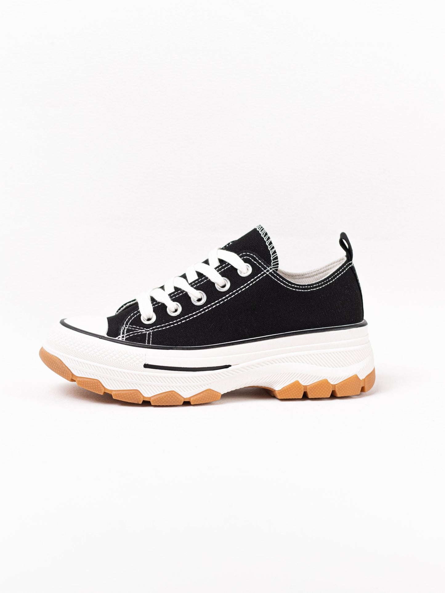 zapatillas lona de plataforma suela track con cordones Negro 41