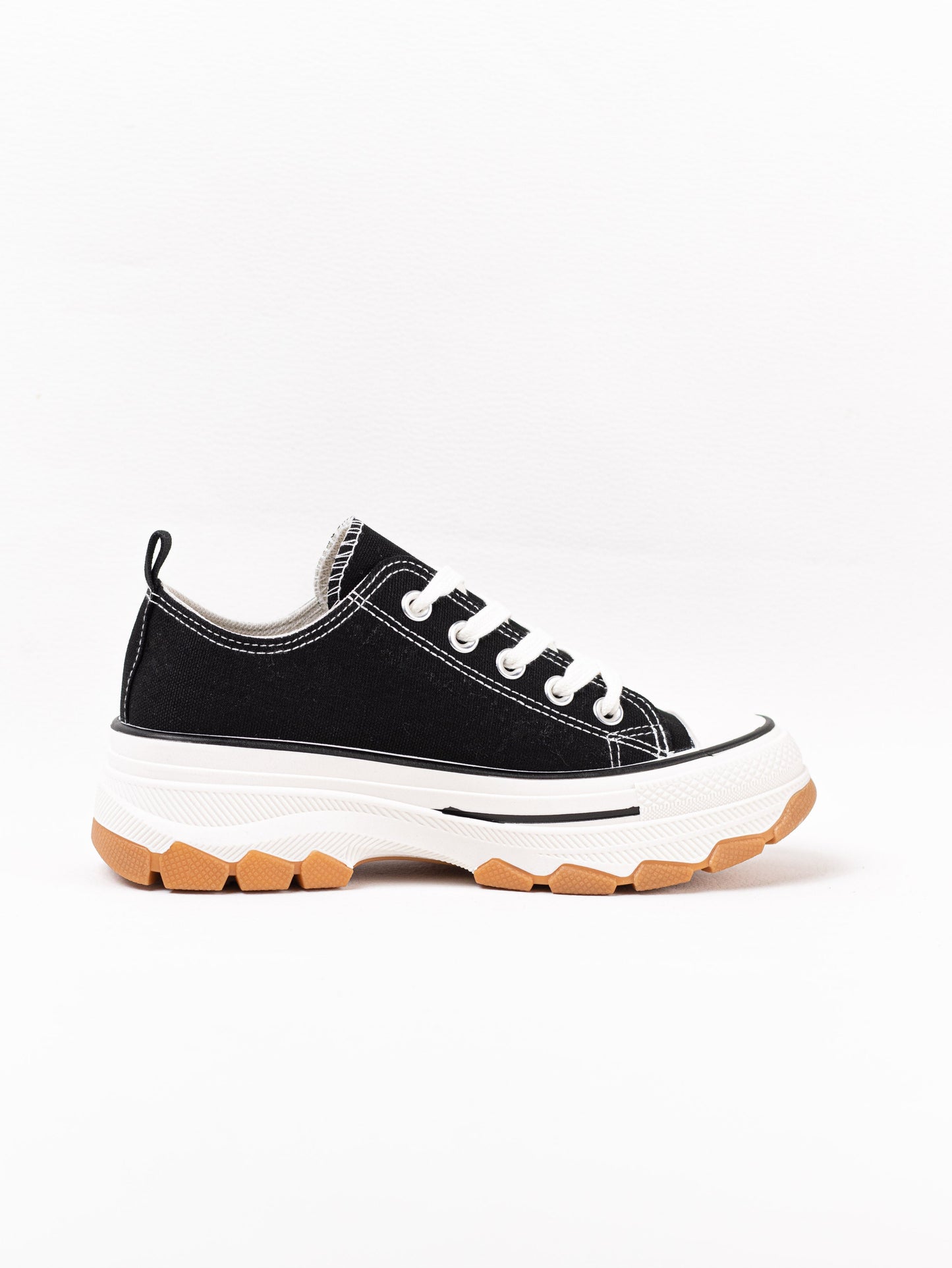 zapatillas lona de plataforma suela track con cordones Negro 40