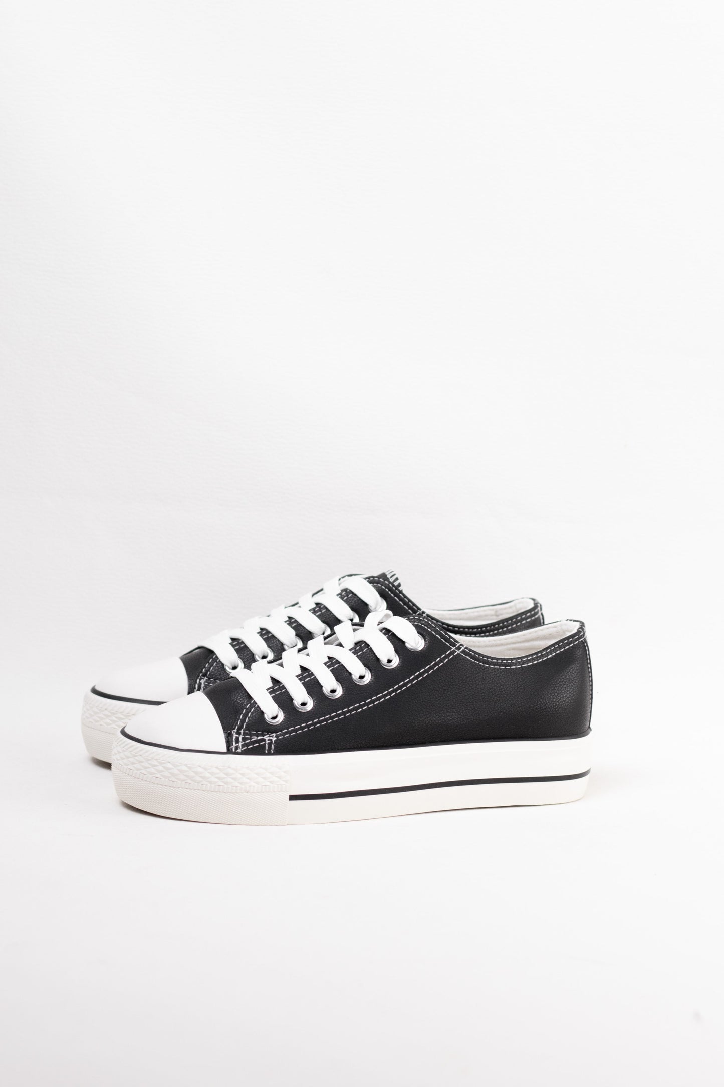 zapatillas plataforma de cuero sintetico con cordones Negro 36