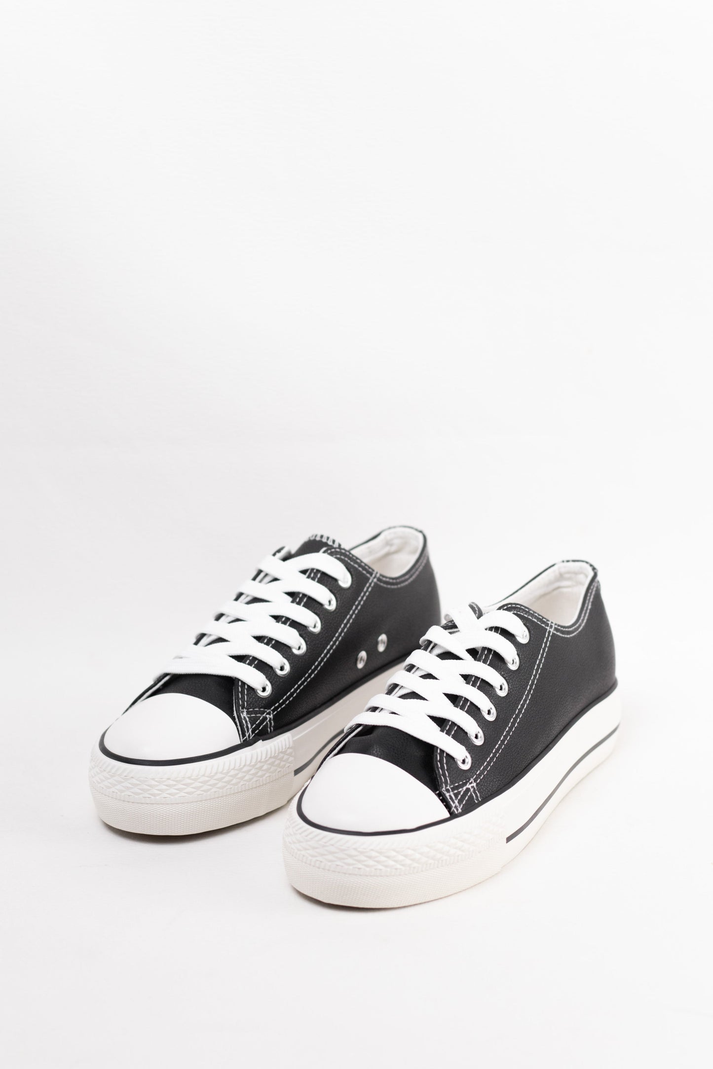 zapatillas plataforma de cuero sintetico con cordones Negro 39