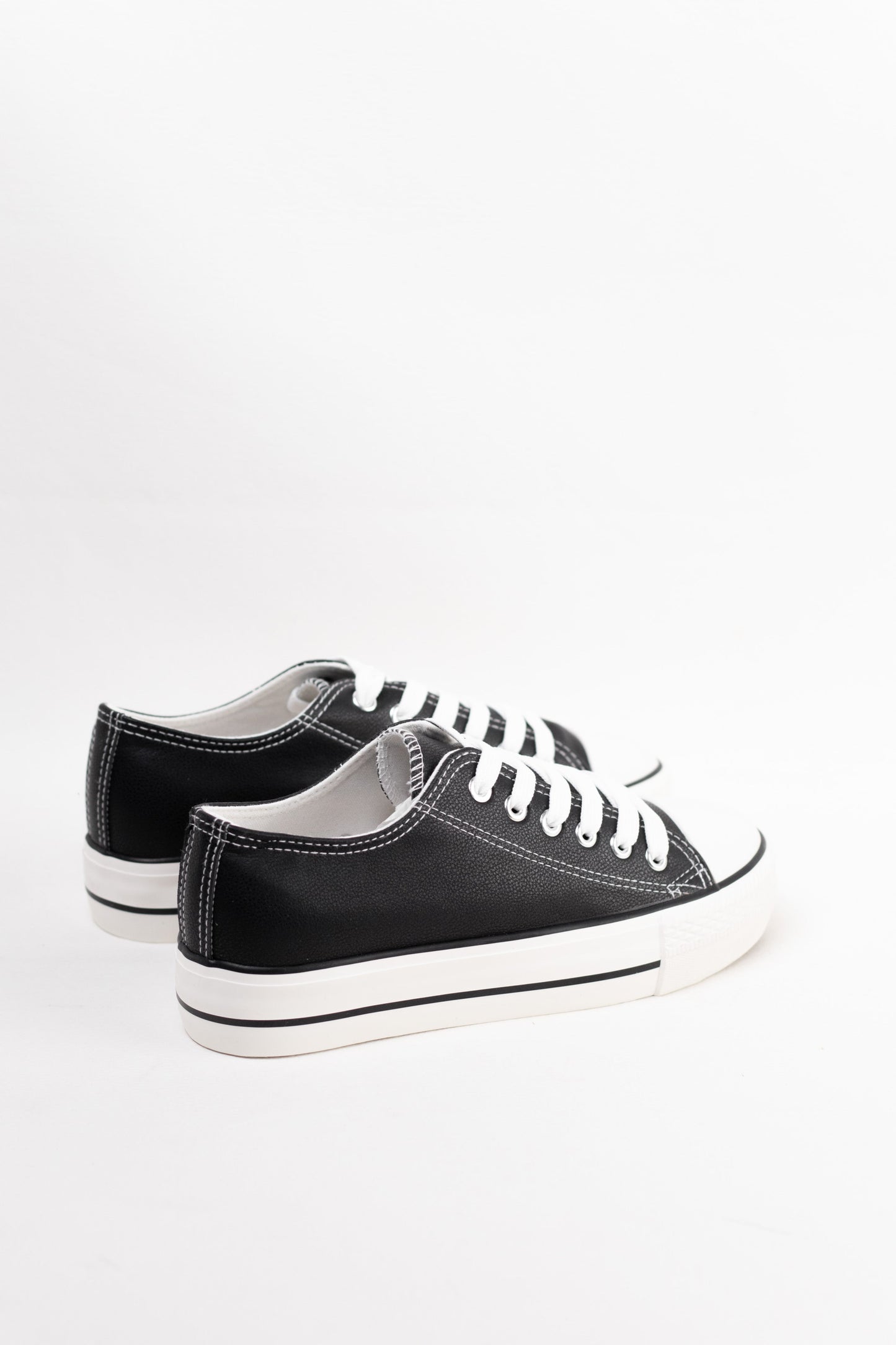 zapatillas plataforma de cuero sintetico con cordones Negro 38