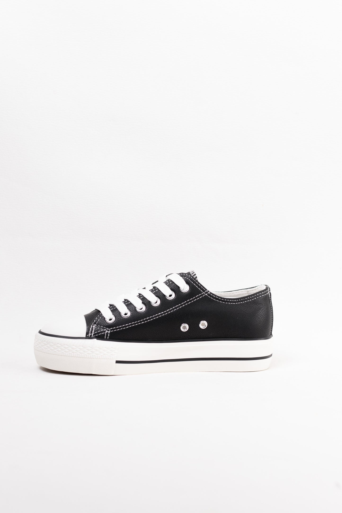 zapatillas plataforma de cuero sintetico con cordones Negro 41