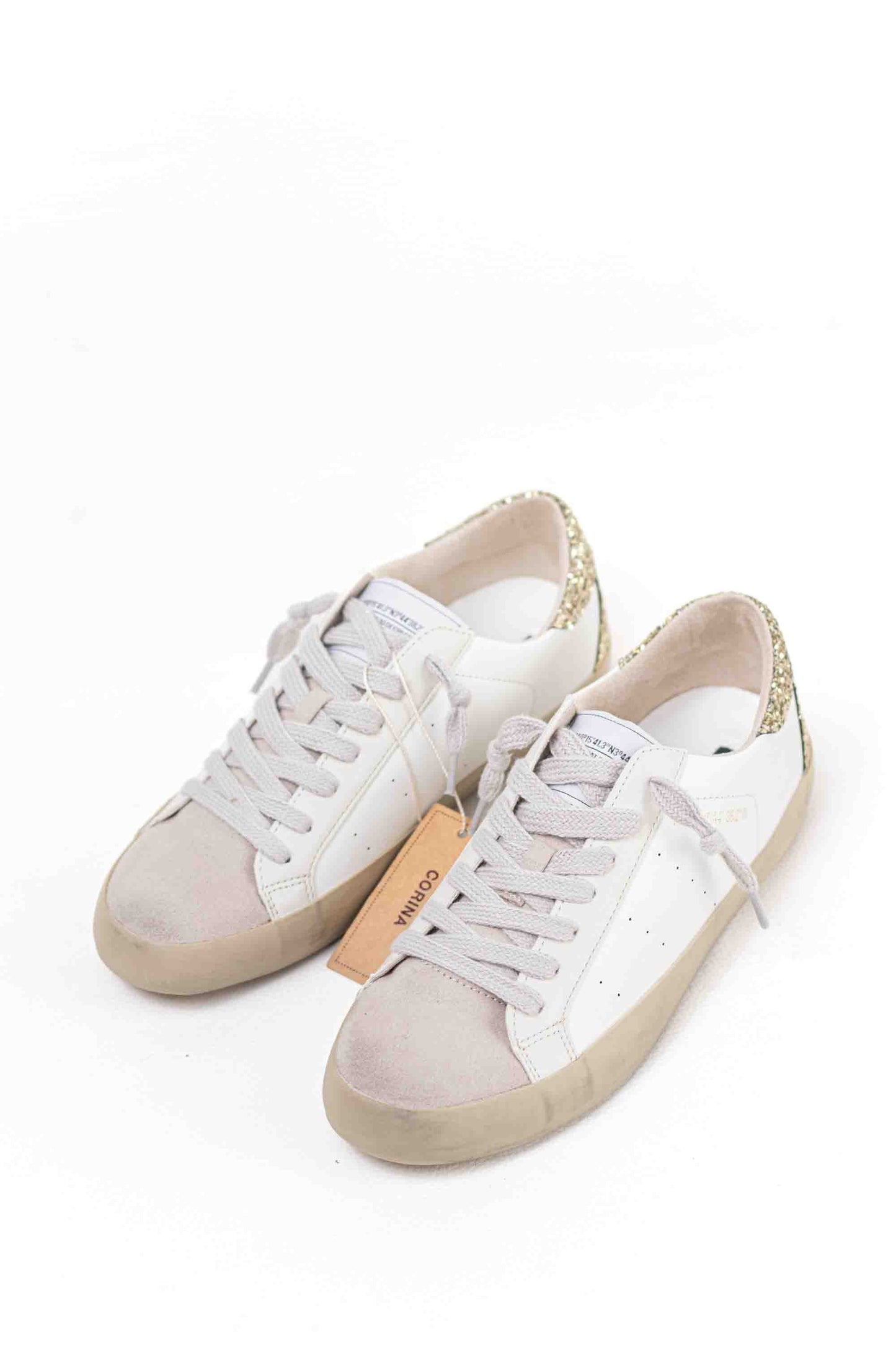 zapatilla deportiva estilo retro en combinacion de materiales Oro 38
