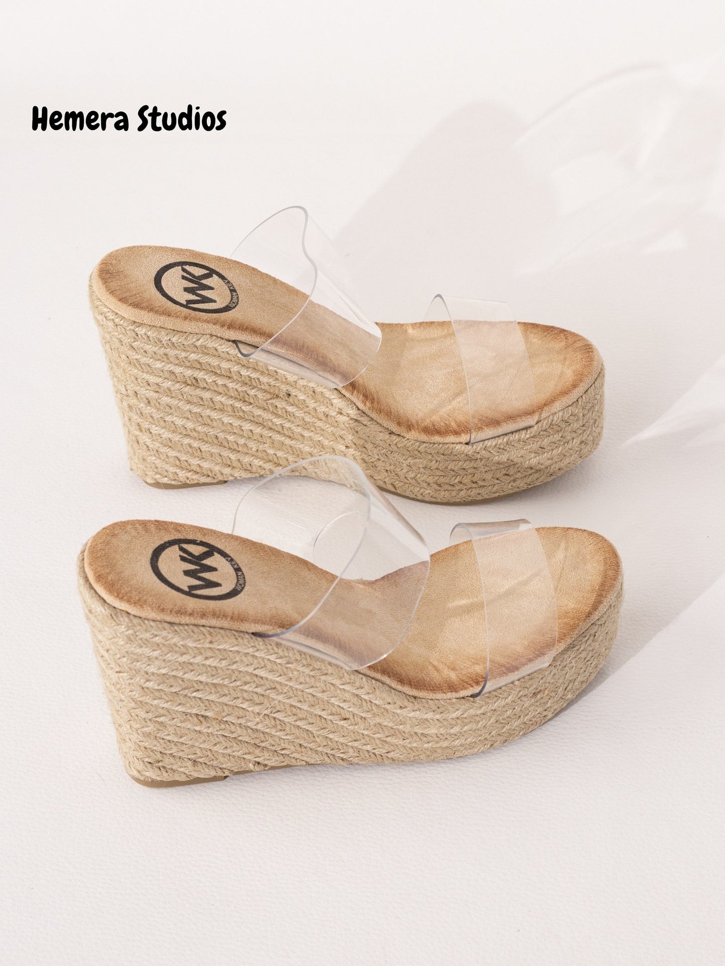 hemera studios esparto wedge sandals platform women summer 2021 clear pvc espadrille handmade comfortable fashion color Beige talla 38