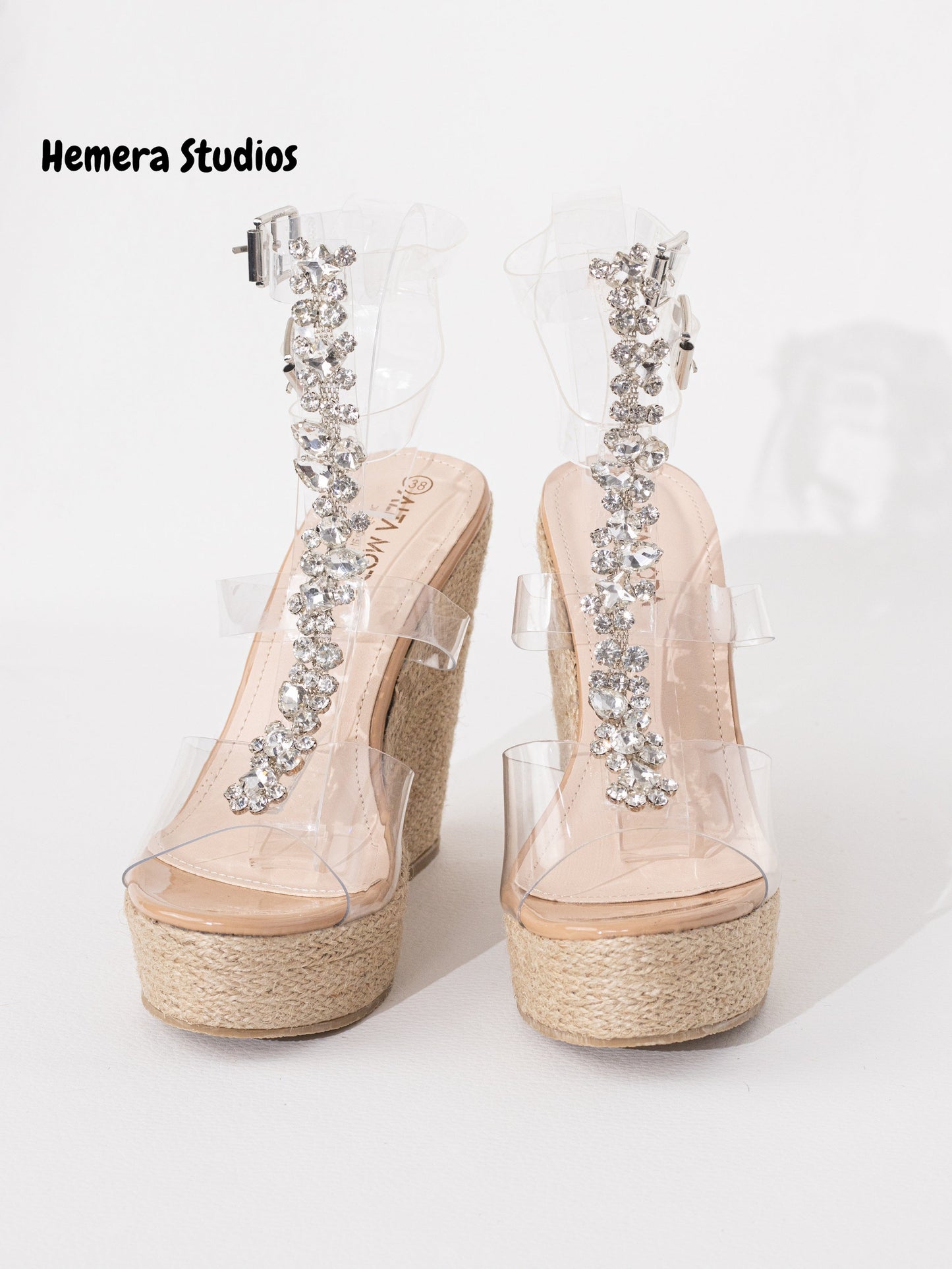 sandalias cunas esparto transparente 38