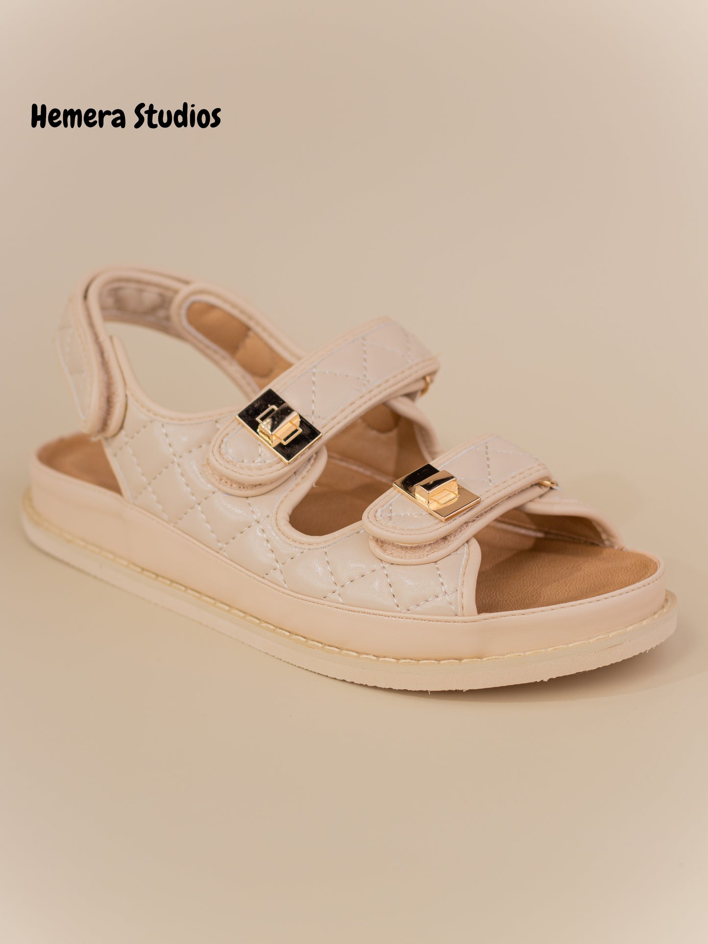 sandalias planas negras acolchadas con suela gruesa wide fit Beige 39