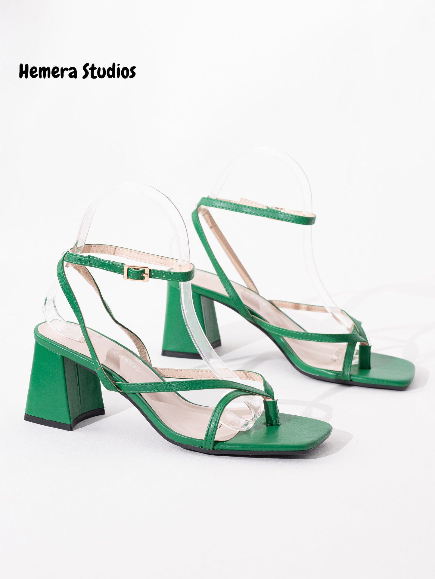 sandalias tacon de dedo Verde 38