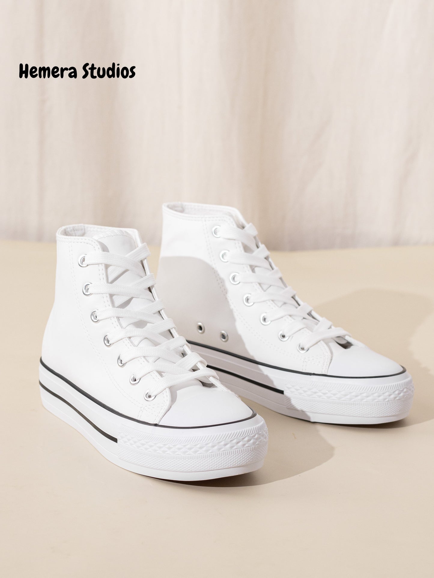 zapatillas de polipiel doble suela hi top Blanco 41