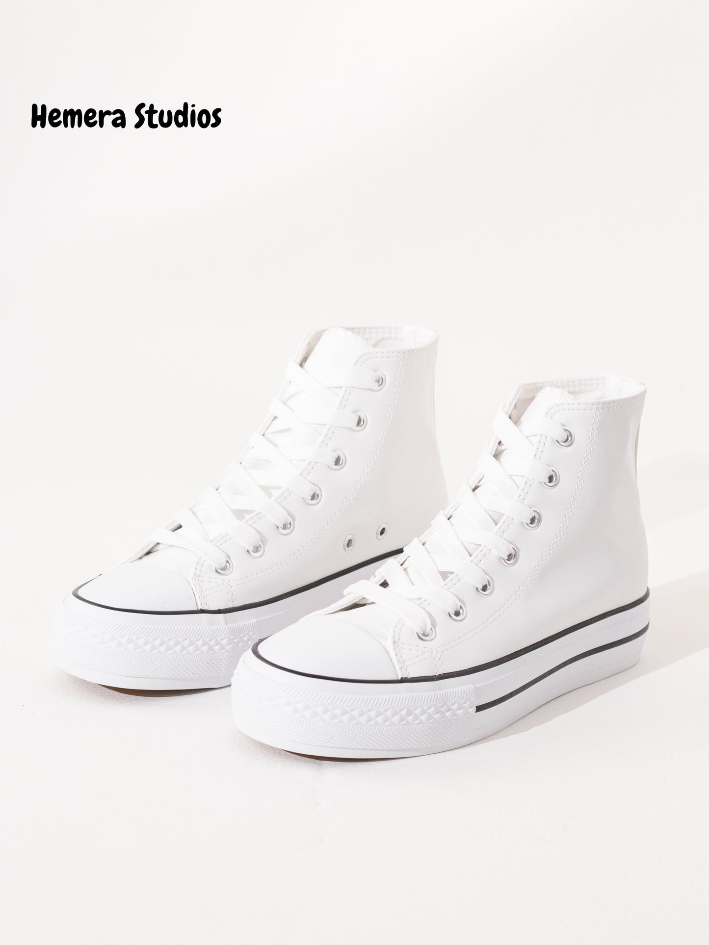 zapatillas de polipiel doble suela hi top Blanco 37