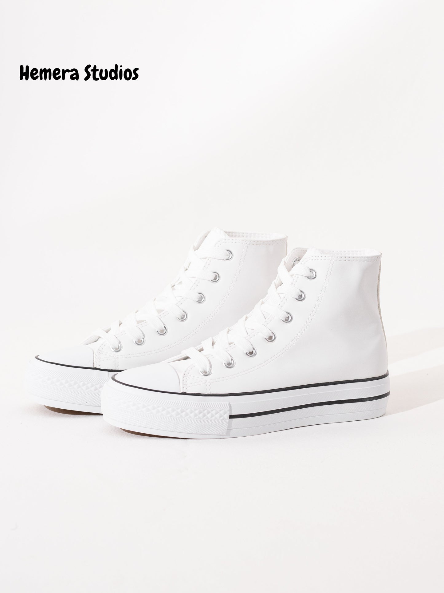 zapatillas de polipiel doble suela hi top Blanco 36