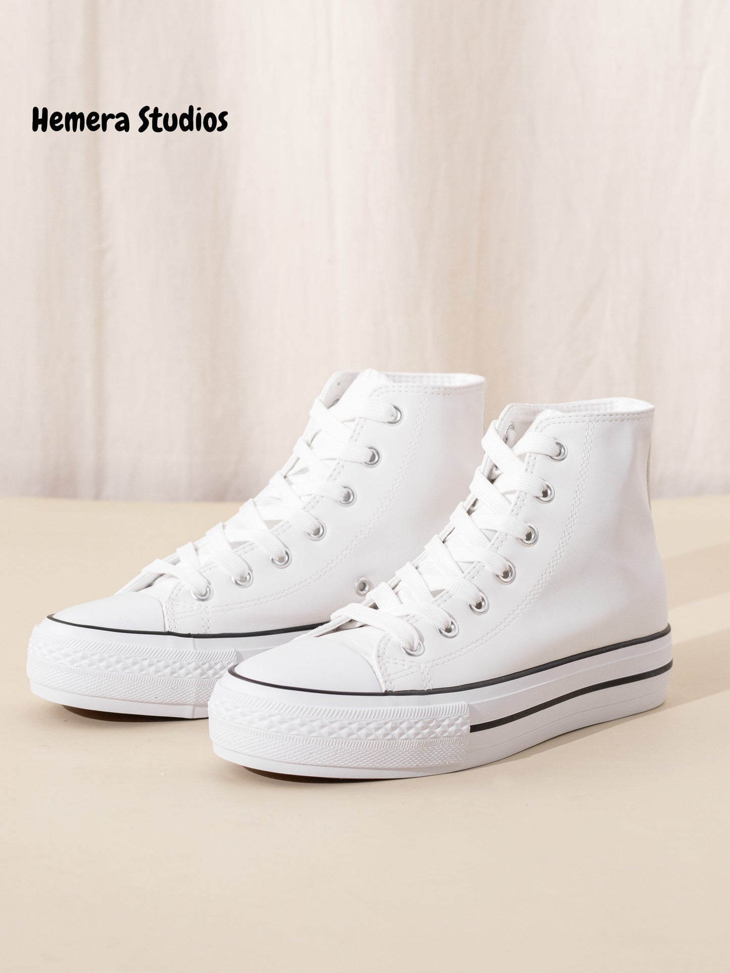 zapatillas de polipiel doble suela hi top Blanco 39