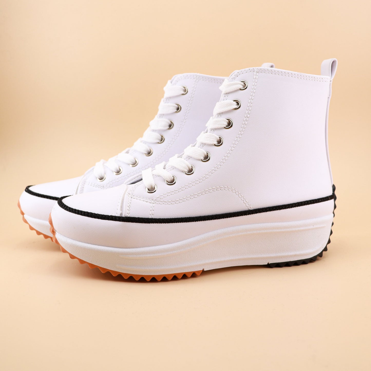 zapatillas tipo bota olivia Blanco-piel vegana 40