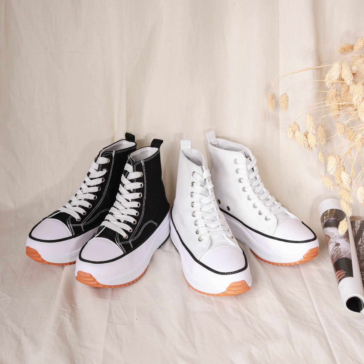 zapatillas tipo bota olivia Blanco-lona 37