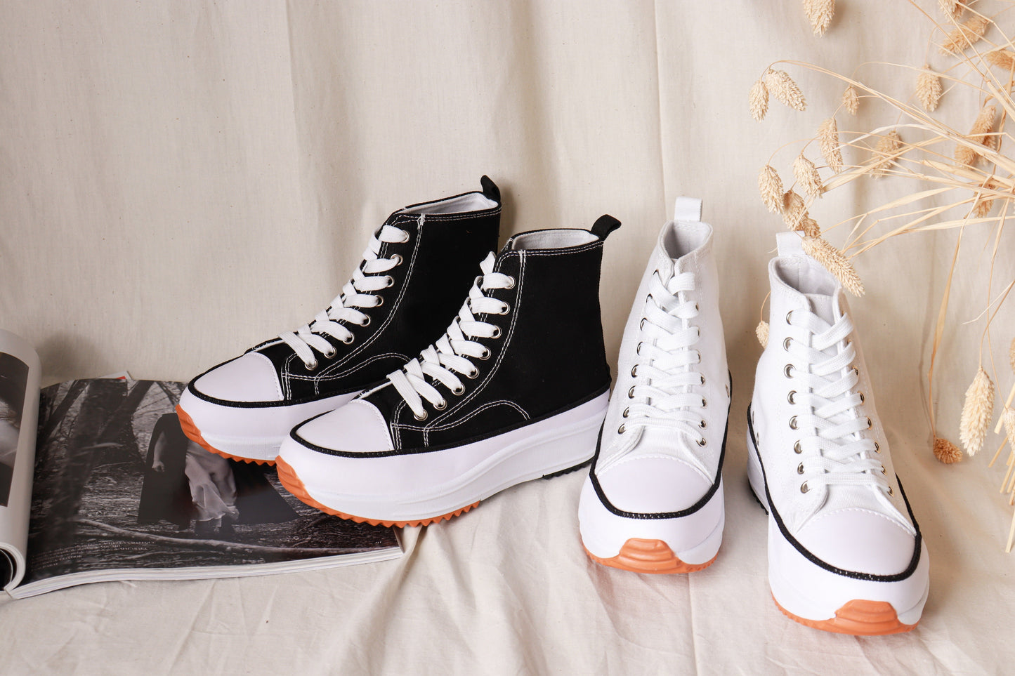 zapatillas tipo bota olivia Blanco-lona 39