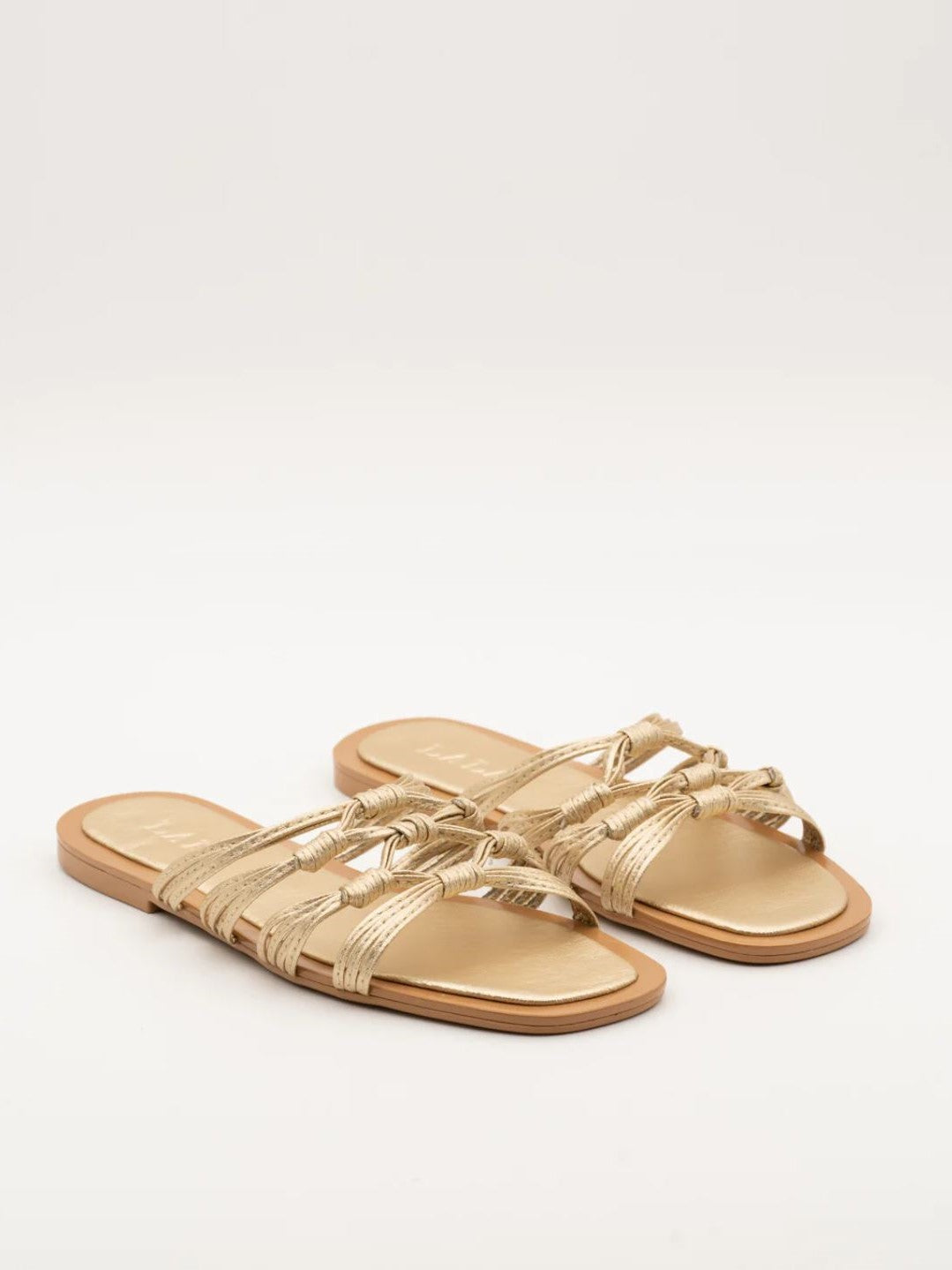 chanclas planas diseno trenzado Dorado 36