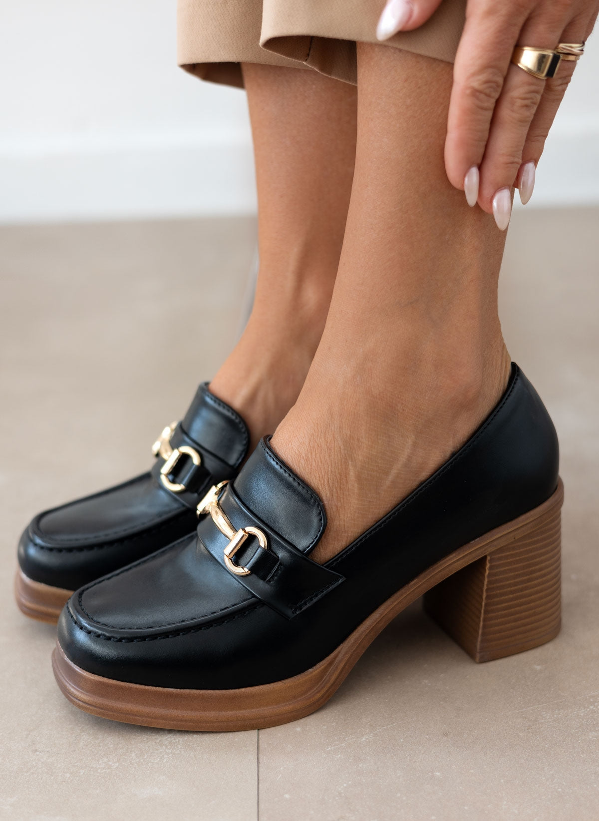 mocasin mujer con tacon alto y plataforma Negro 37