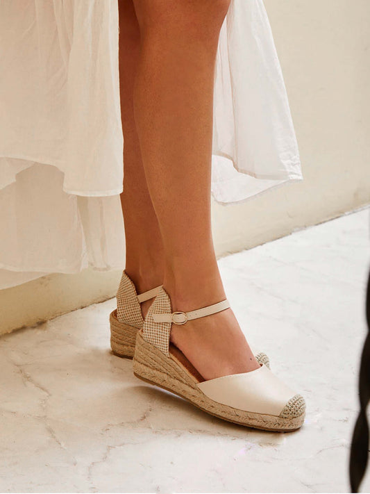 alpargatas piel vegana con cunas espartos Beige 38