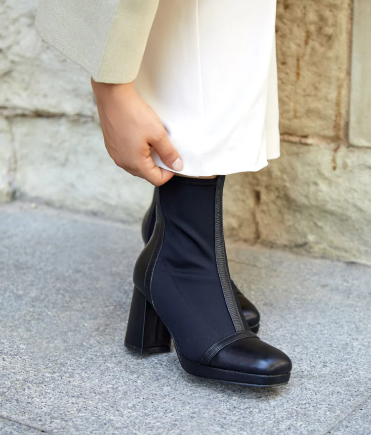 Botines de tacón ancho con plataforma mujer