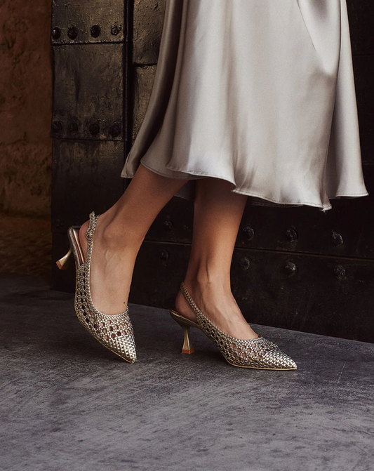 Zapatos para vestir mujer con tacón alto diseño trenzado con plantilla acolchada