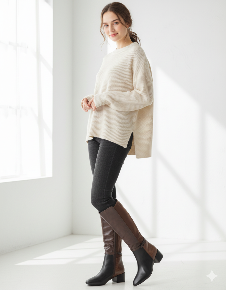 botas altas elasticas mujer con tacon medio y detalle grabado 37 