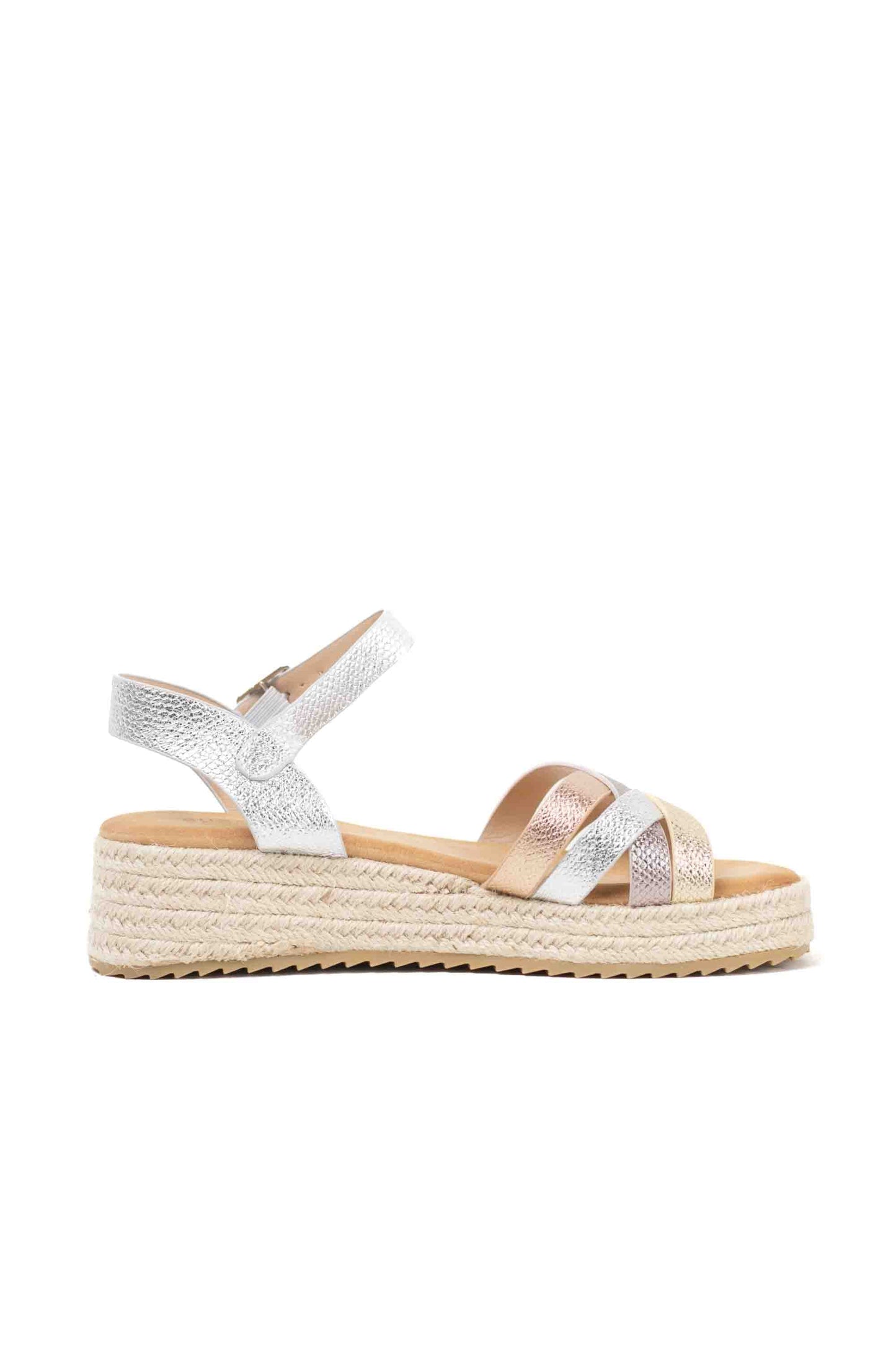 sandalias mujer mini cuna espartos tiras trenzadas Blanco 37