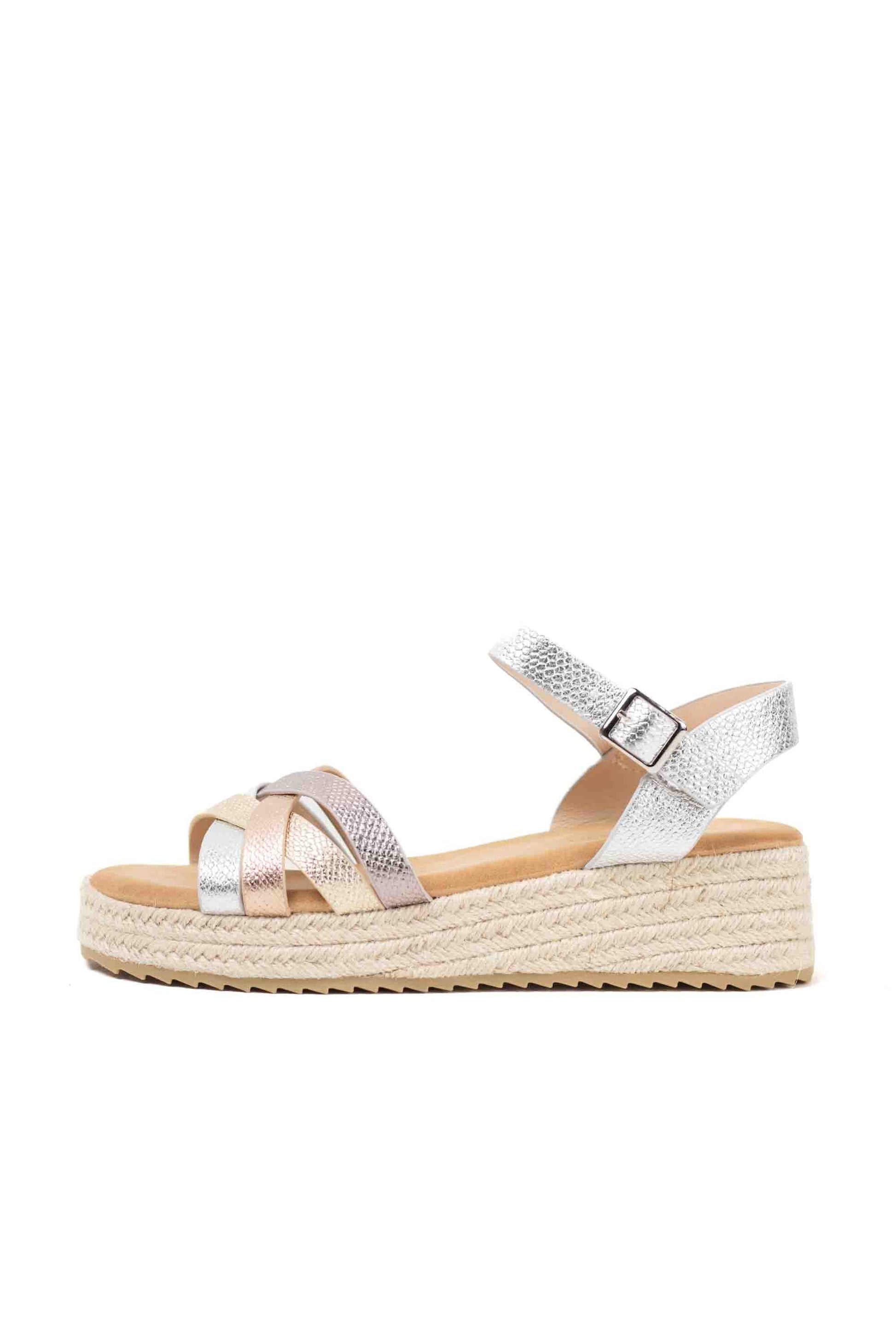 sandalias mujer mini cuna espartos tiras trenzadas Blanco 36