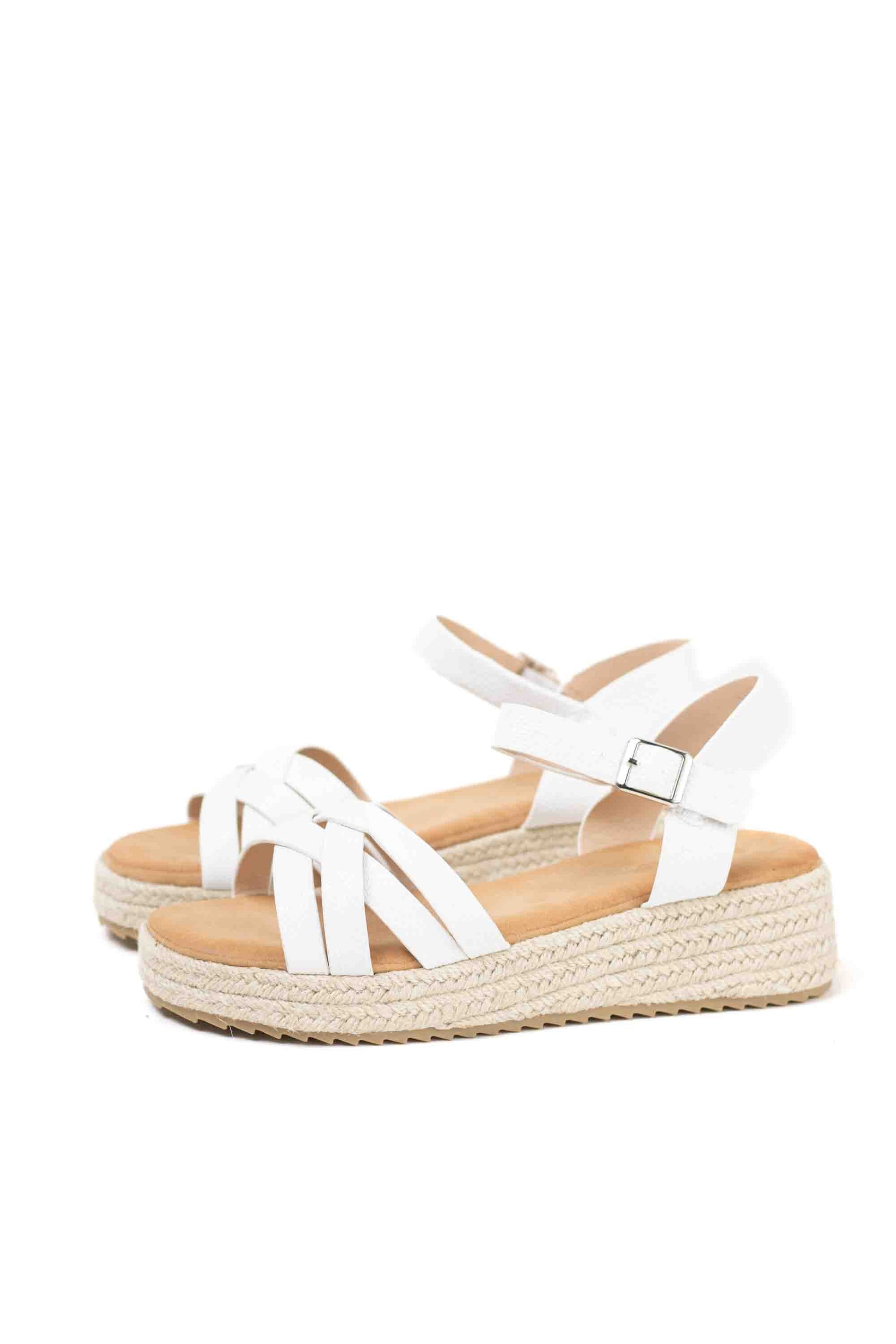 sandalias mujer mini cuna espartos tiras trenzadas Blanco 39