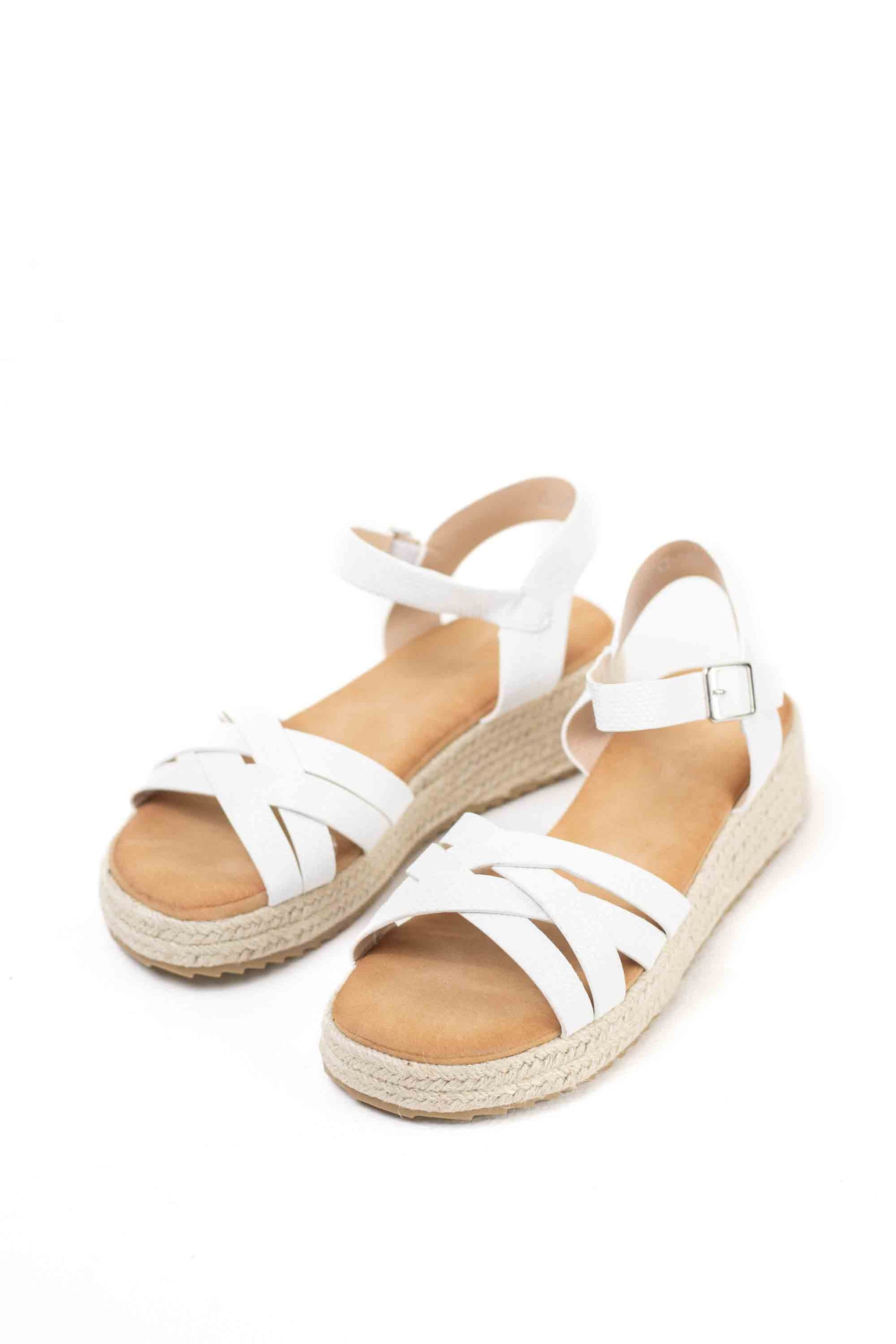 sandalias mujer mini cuna espartos tiras trenzadas Blanco 40