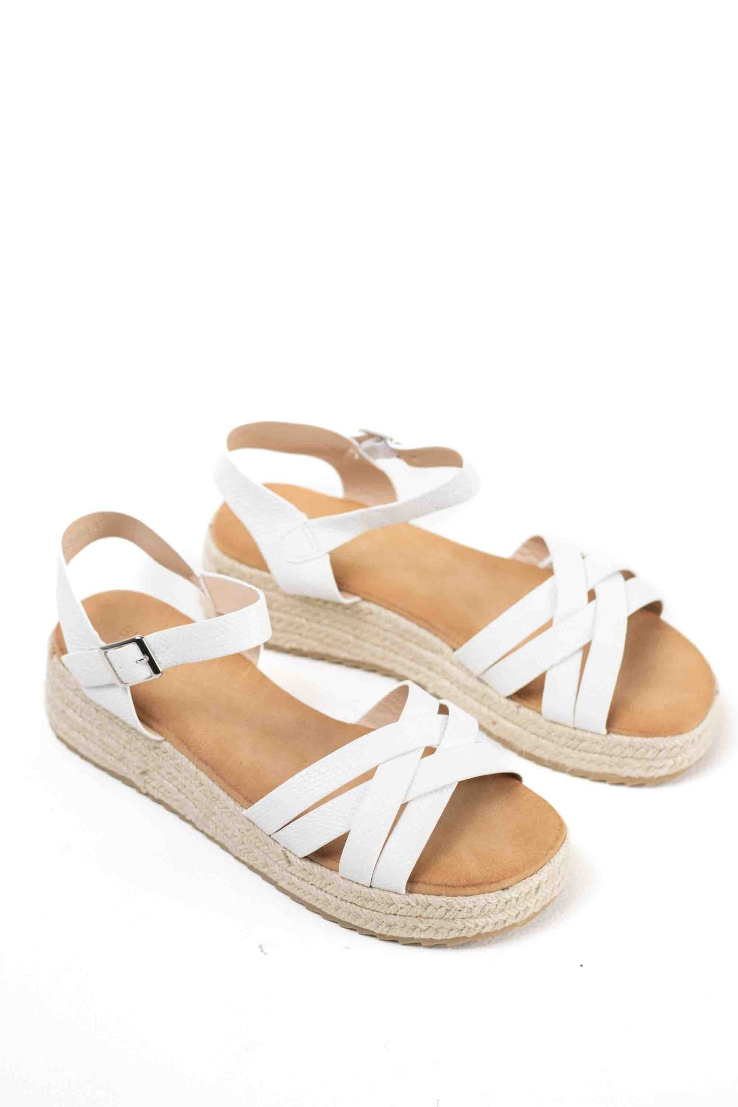 sandalias mujer mini cuna espartos tiras trenzadas Blanco 41