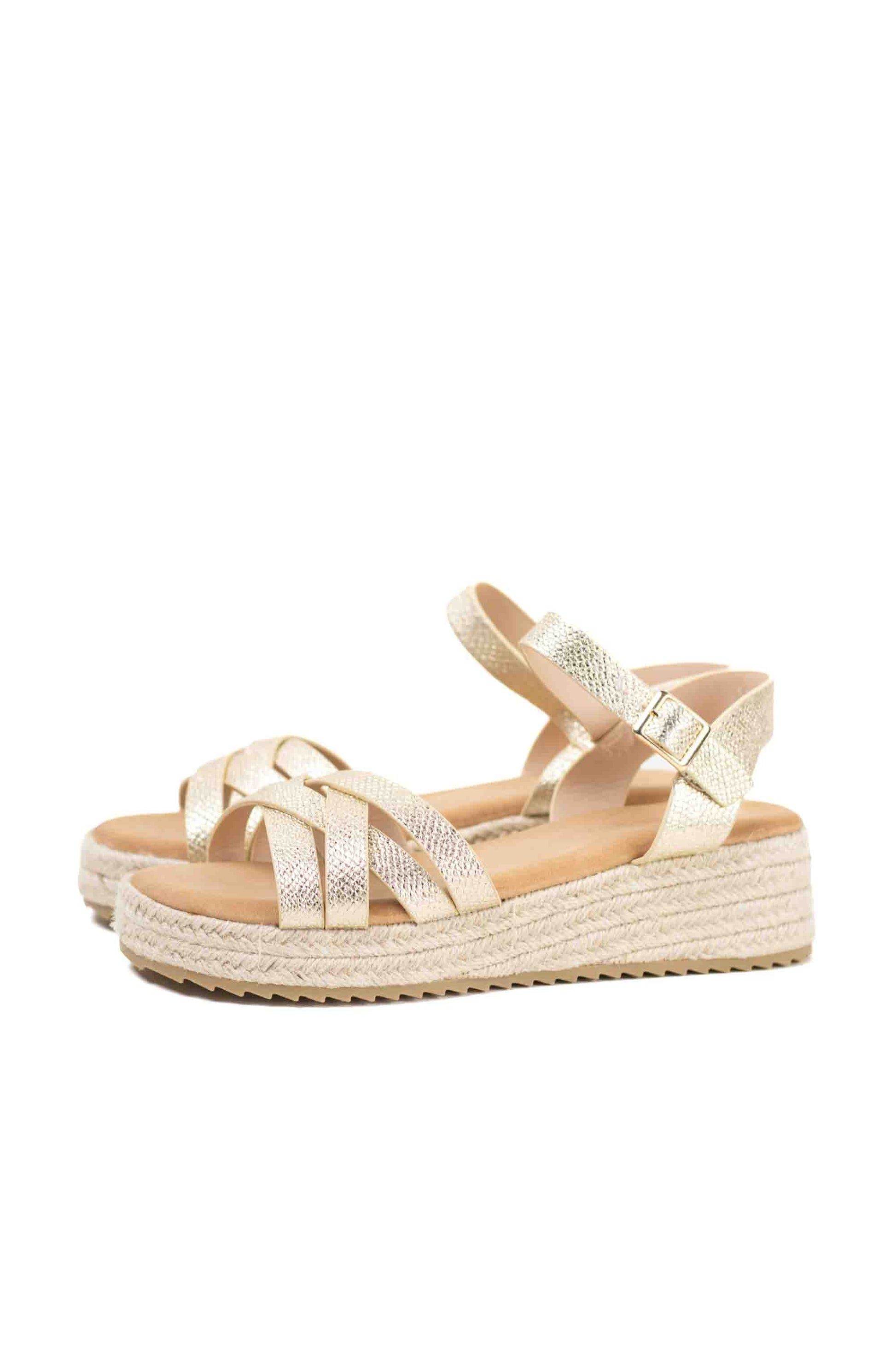 sandalias mujer mini cuna espartos tiras trenzadas Dorado 36