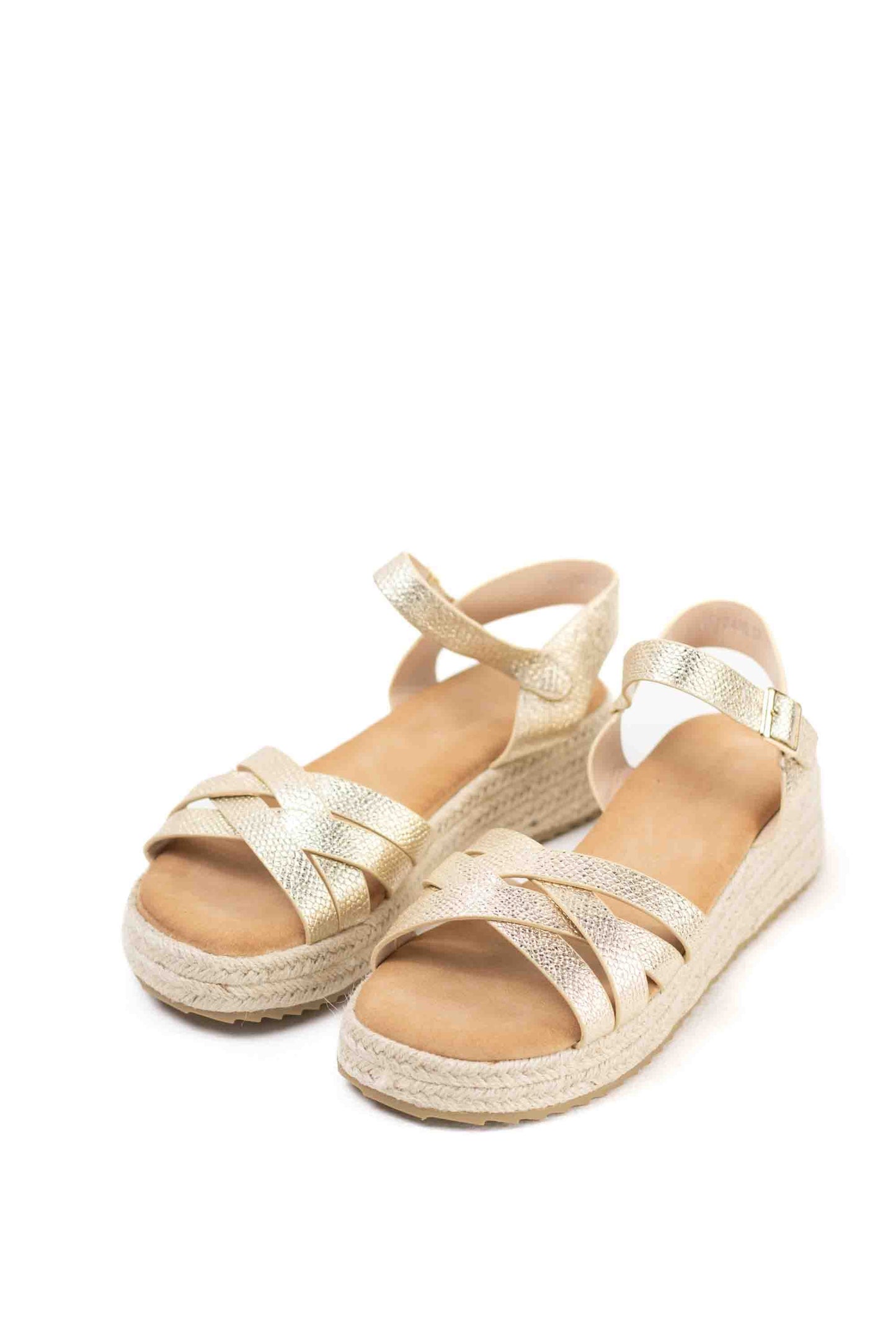 sandalias mujer mini cuna espartos tiras trenzadas Dorado 40