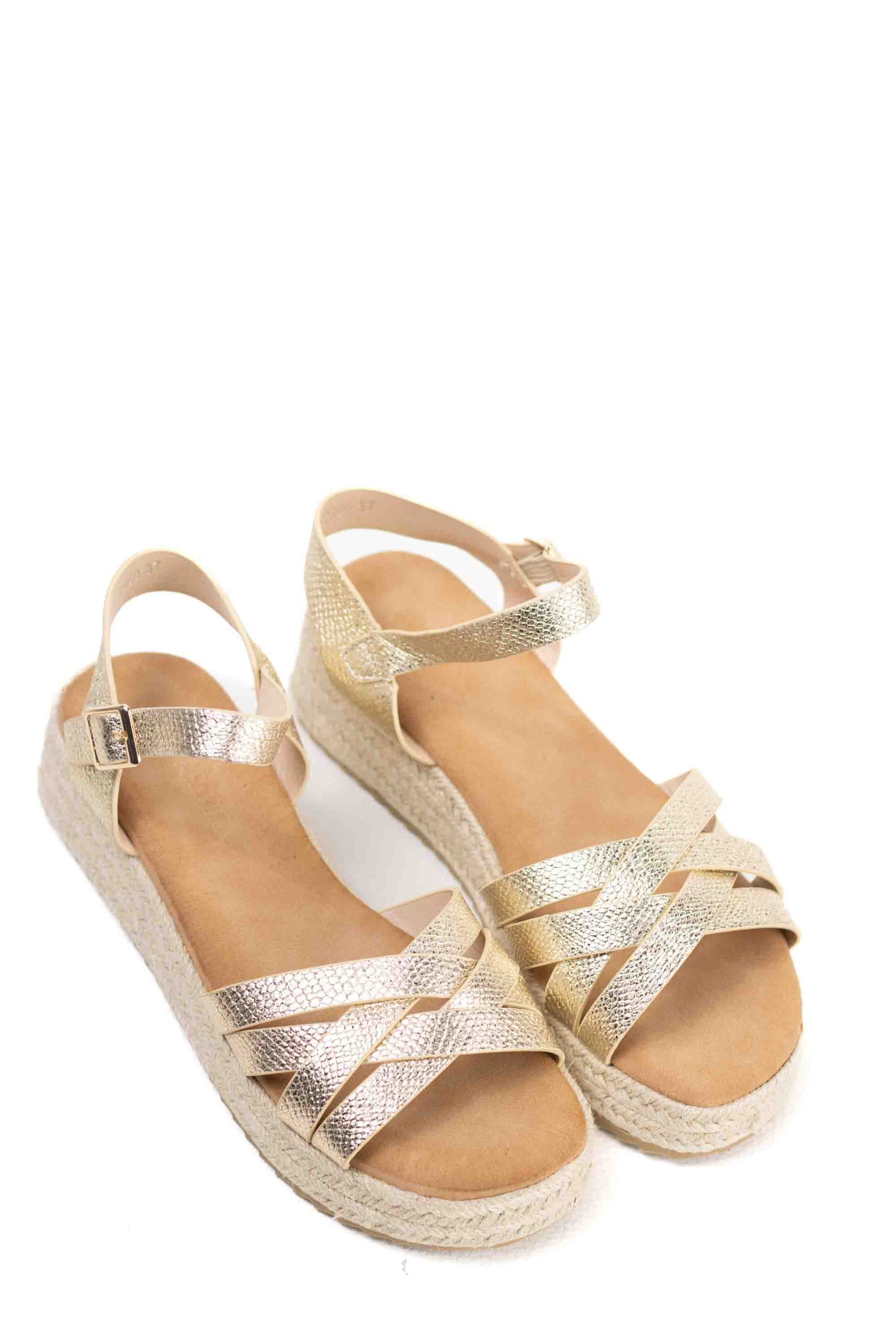 sandalias mujer mini cuna espartos tiras trenzadas Dorado 39